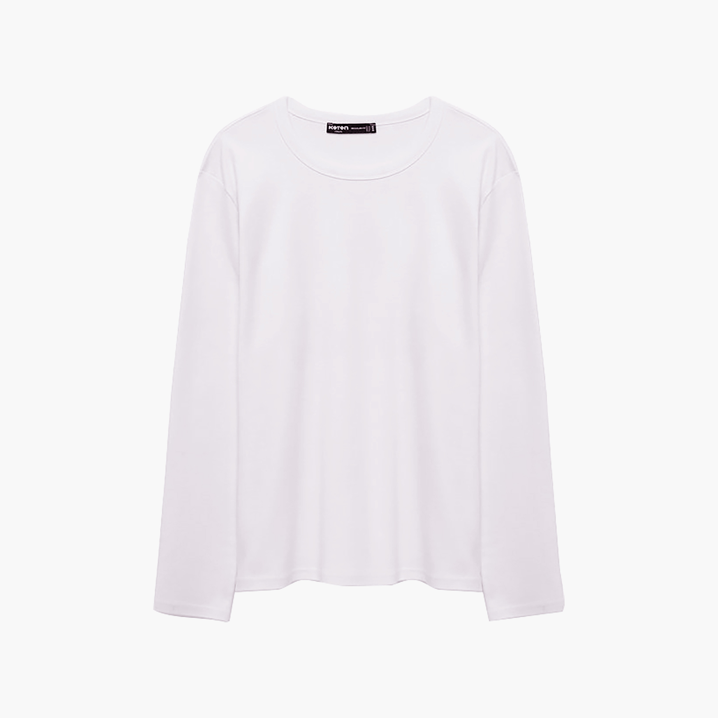 KOTON Plain Round Neck Long Sleeves Men's T-Shirt-men-clothing-tshirtsandpolos-tshirts-image-6