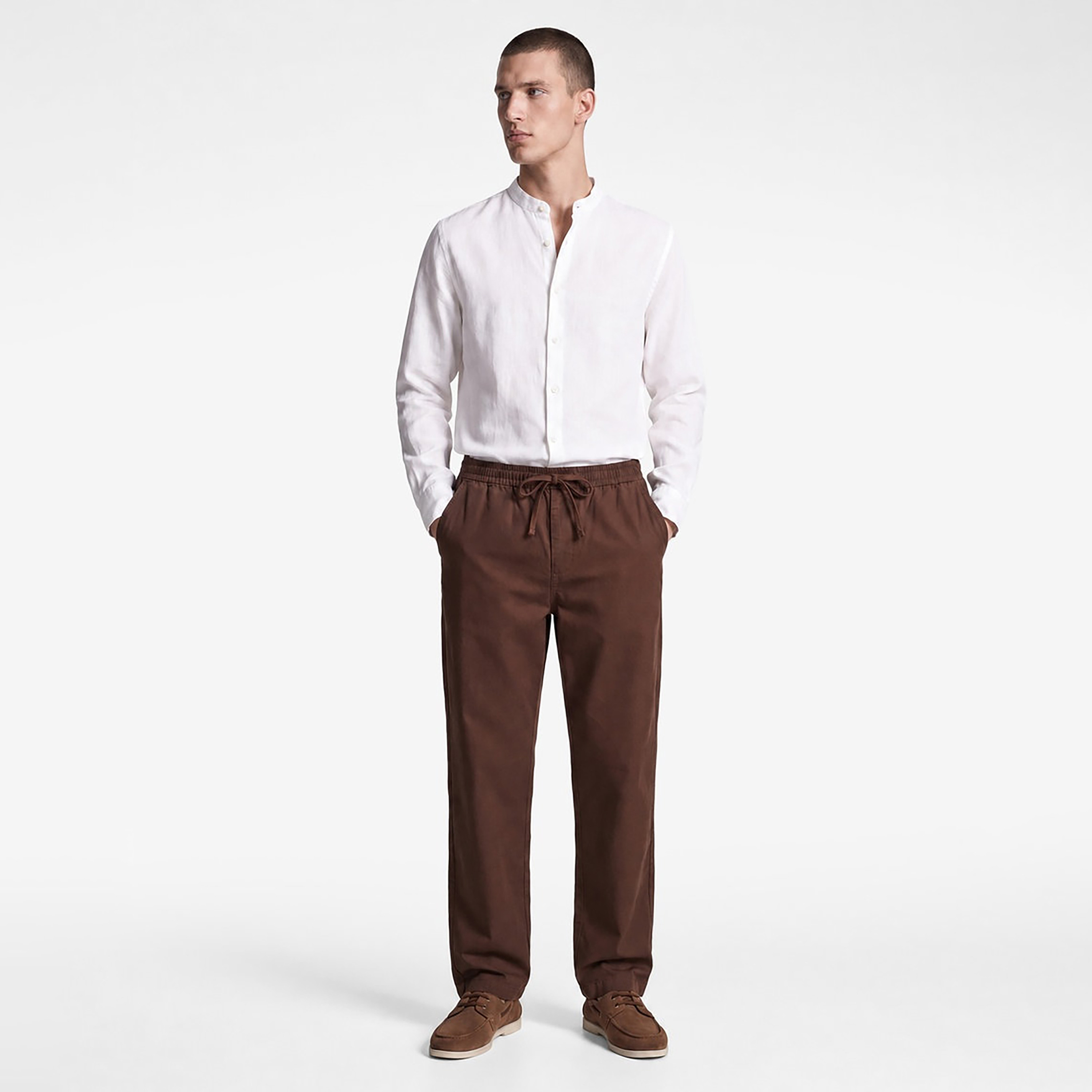 KOTON Regular Fit Mid-Rise Drawstring Waist Men's Trousers-men-clothing-plussize-trousersandchinos-trousers-image-2