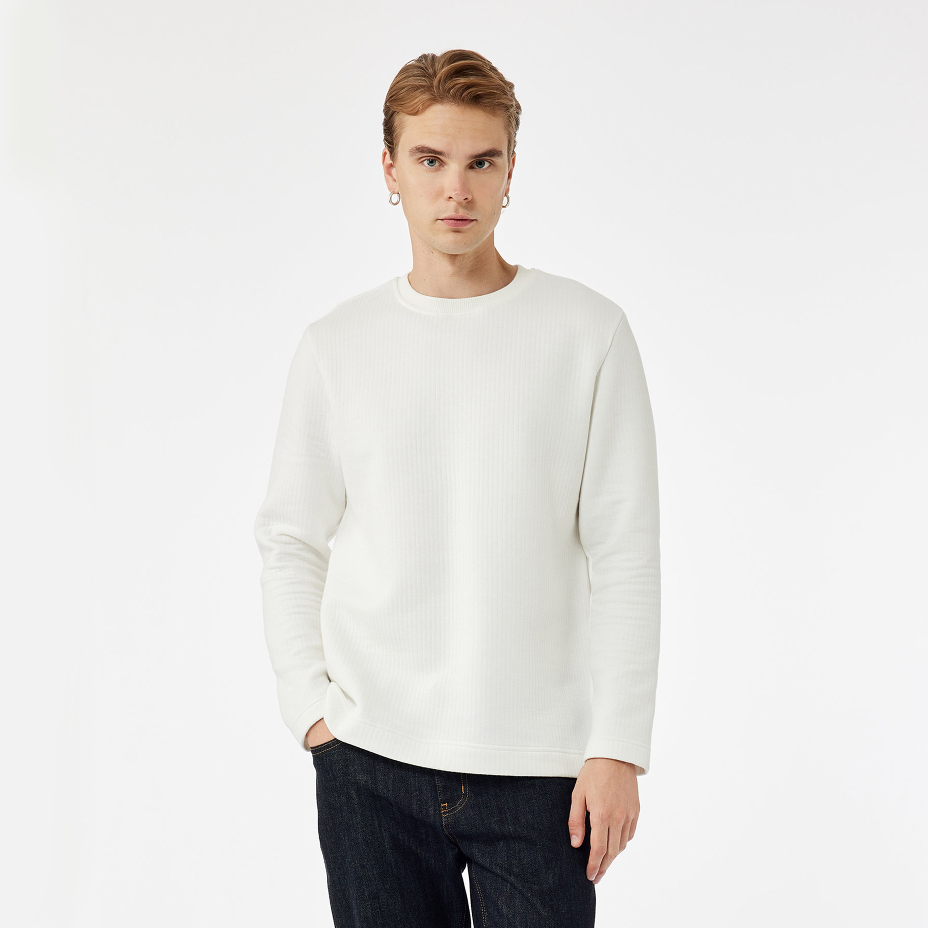 KOTON Plain Round Neck Long Sleeves Men's Sweatshirt-men-winterwear-hoodiesandsweatshirts-image-1