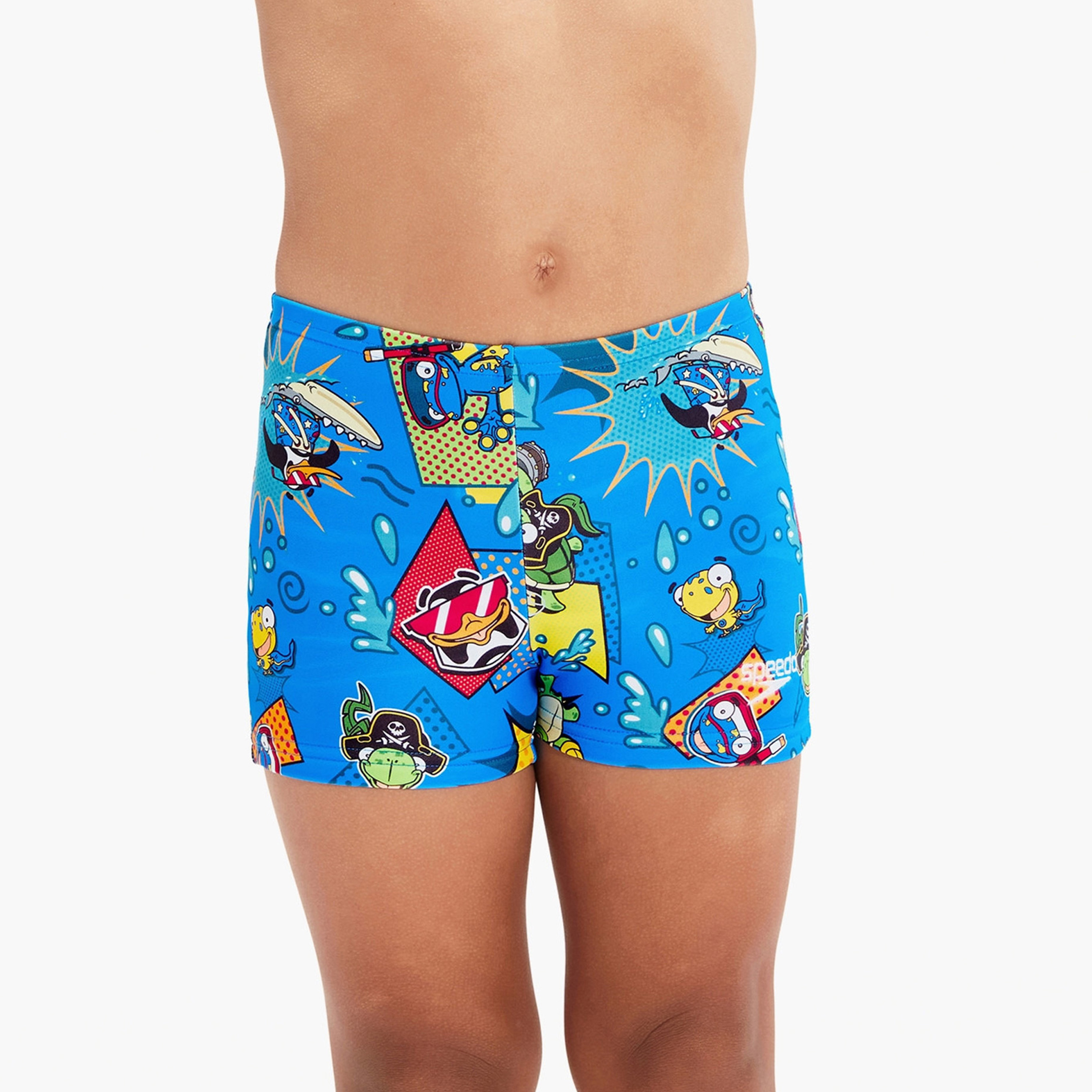 Speedo Infant Digital Allover Aquashort, Baby, Bondi/Canary/Cherry Pink-baby-boys-clothing-swimwear-image-1