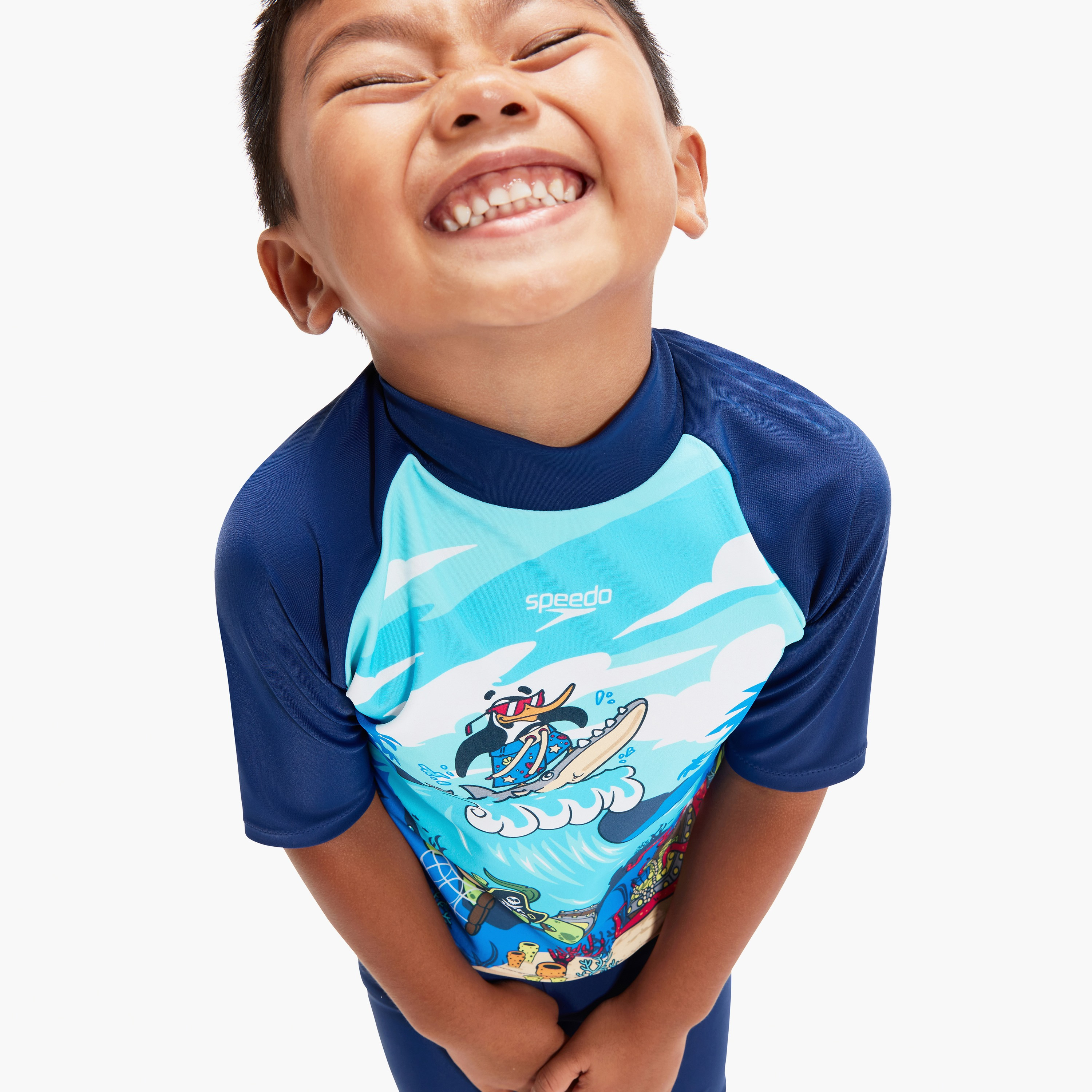 Speedo Infant Sun Protection Top & Short, Baby, Harmony Blue/Bondi/Becah Blue/White-baby-boys-clothing-swimwear-image-5