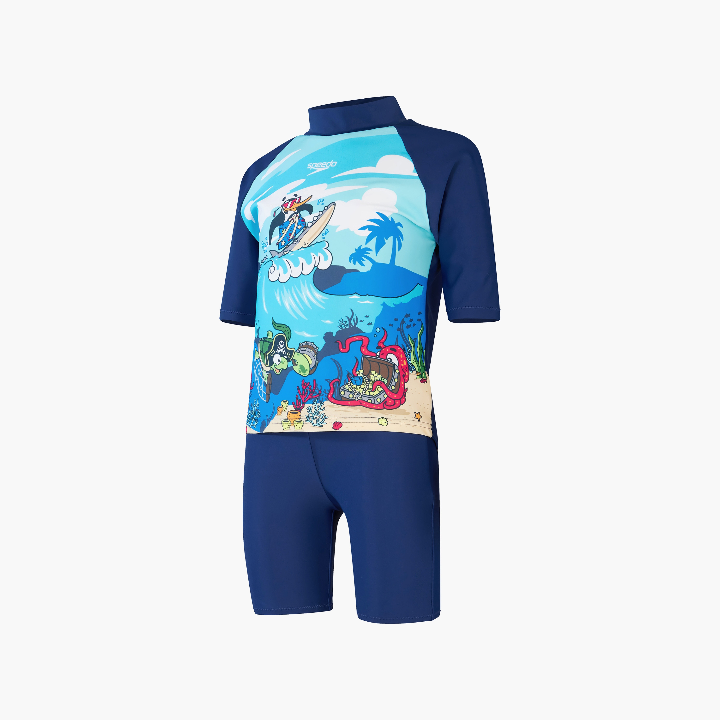 Speedo Infant Sun Protection Top & Short, Baby, Harmony Blue/Bondi/Becah Blue/White-baby-boys-clothing-swimwear-image-7