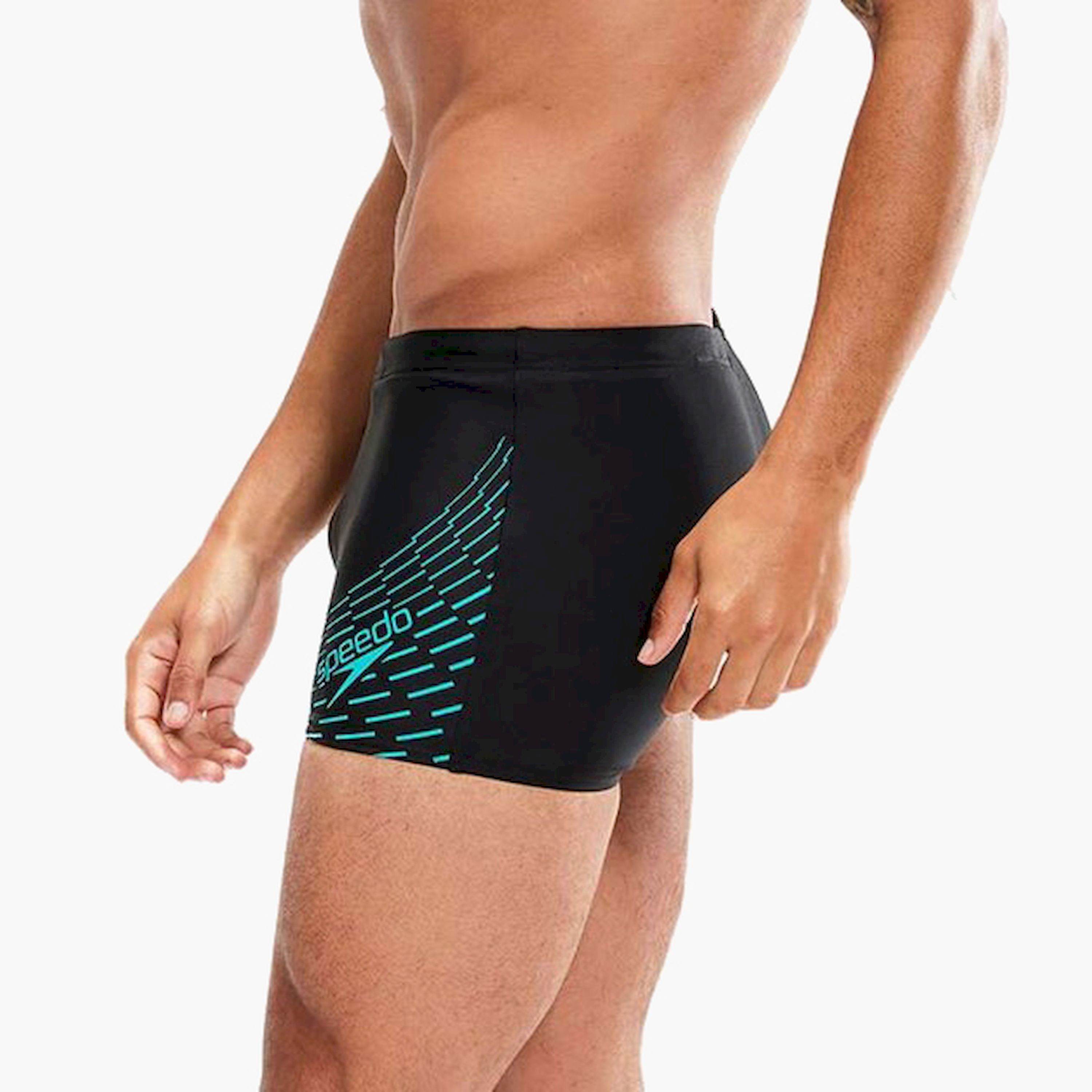 شورت رياضي بشعار سبيدو ميدلي للرجال البالغين مع أسود/أكواريوم-men-clothing-swimandbeach-shorts-image-4