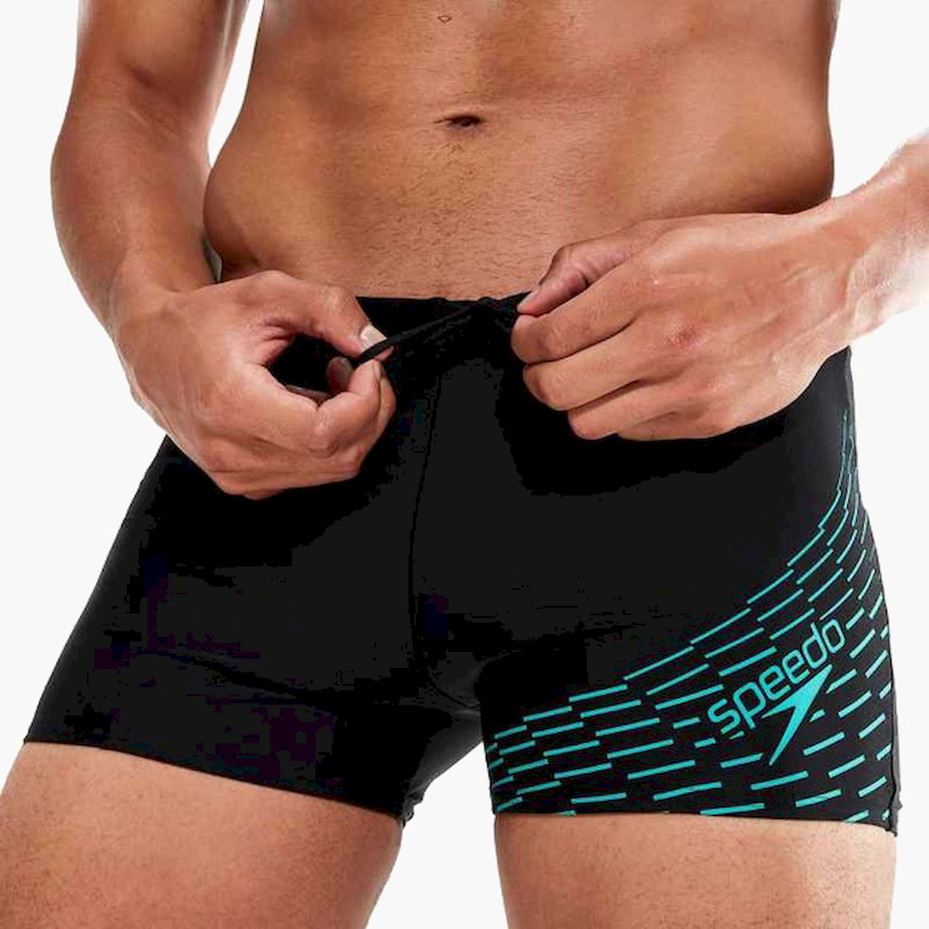 شورت رياضي بشعار سبيدو ميدلي للرجال البالغين مع أسود/أكواريوم-men-clothing-swimandbeach-shorts-image-5
