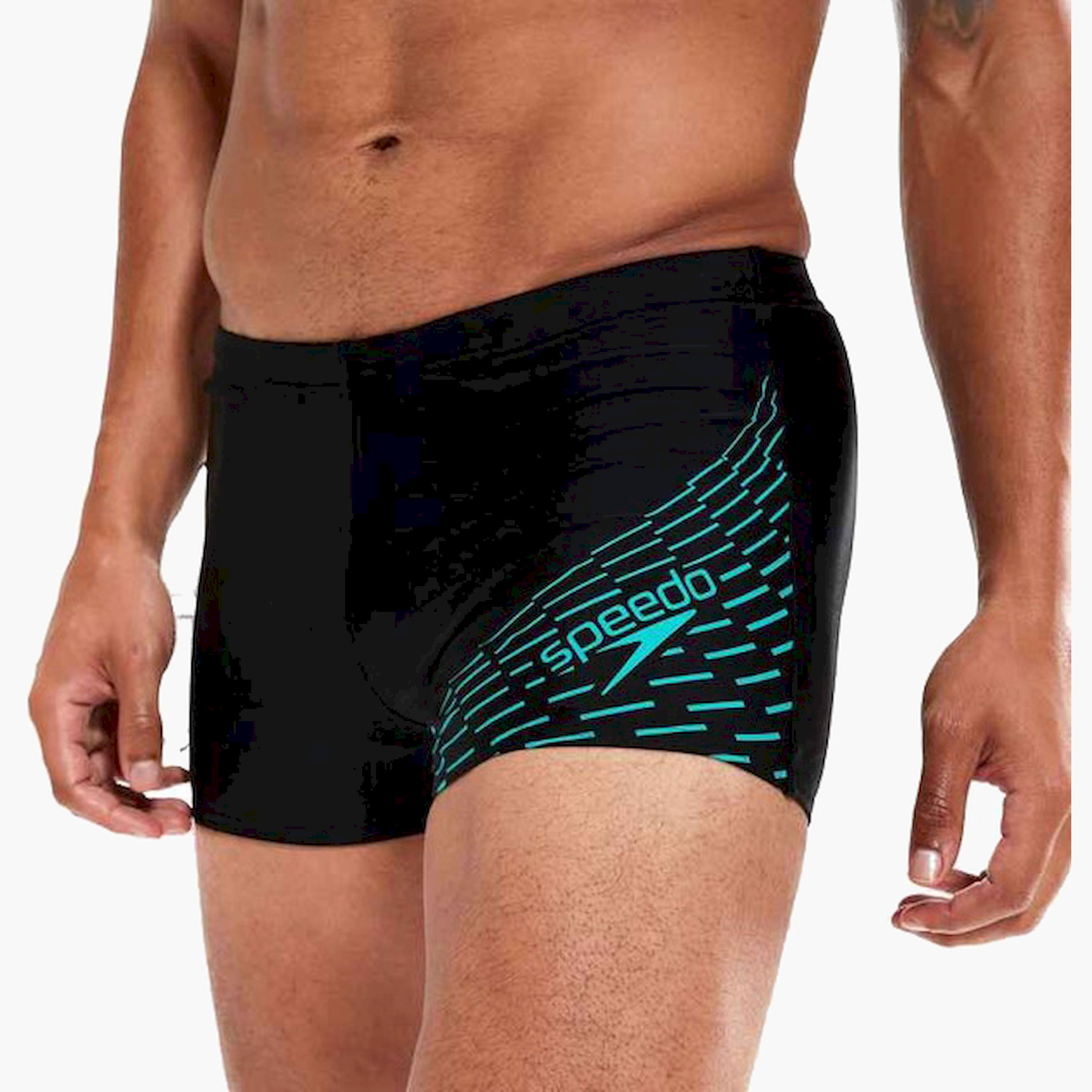 شورت رياضي بشعار سبيدو ميدلي للرجال البالغين مع أسود/أكواريوم-men-clothing-swimandbeach-shorts-image-6