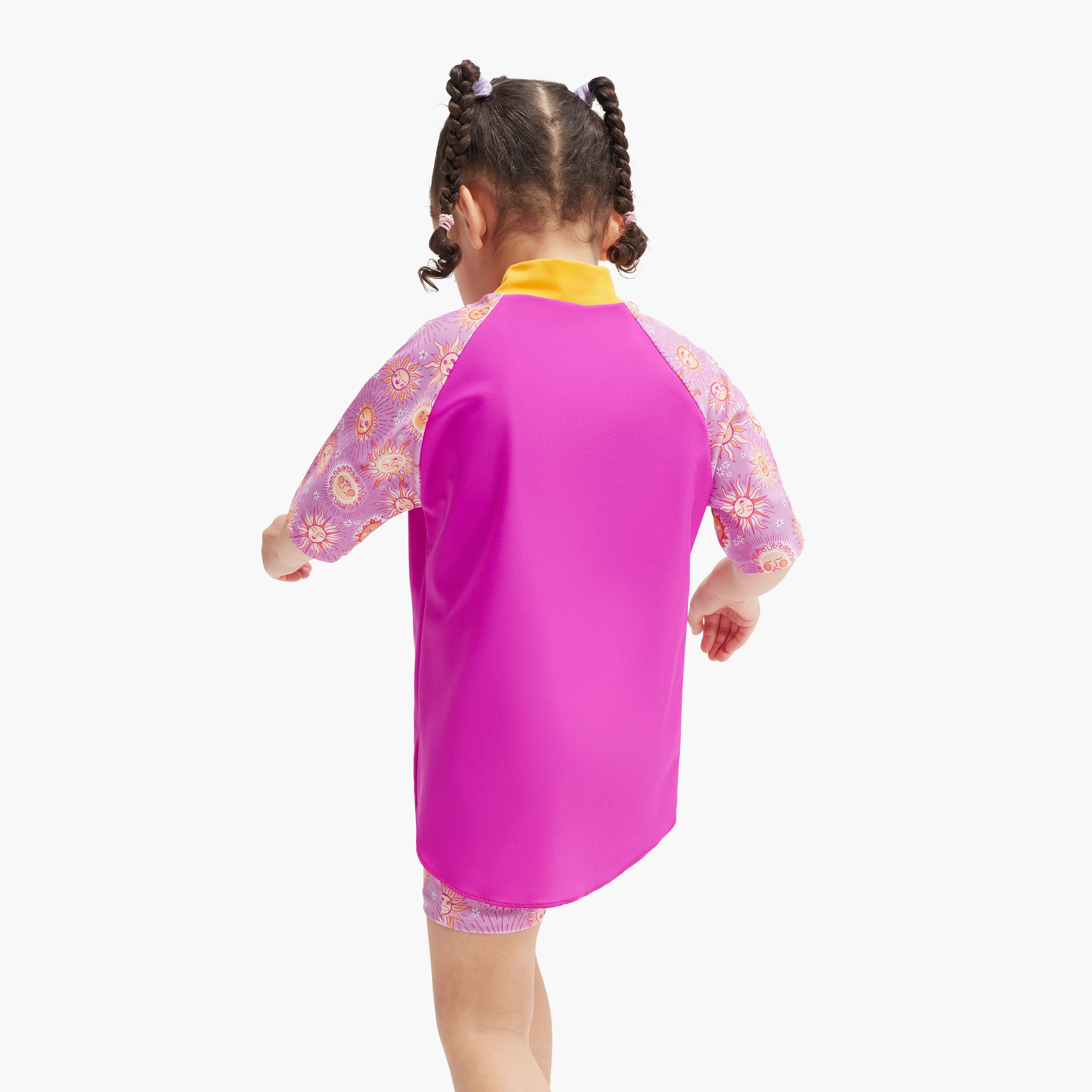 Speedo Girls Digital Short Sleeve Rash Top Set, Kids Girls, Very Fuschia/Parrot/White-baby-girls-clothing-swimwear-image-5
