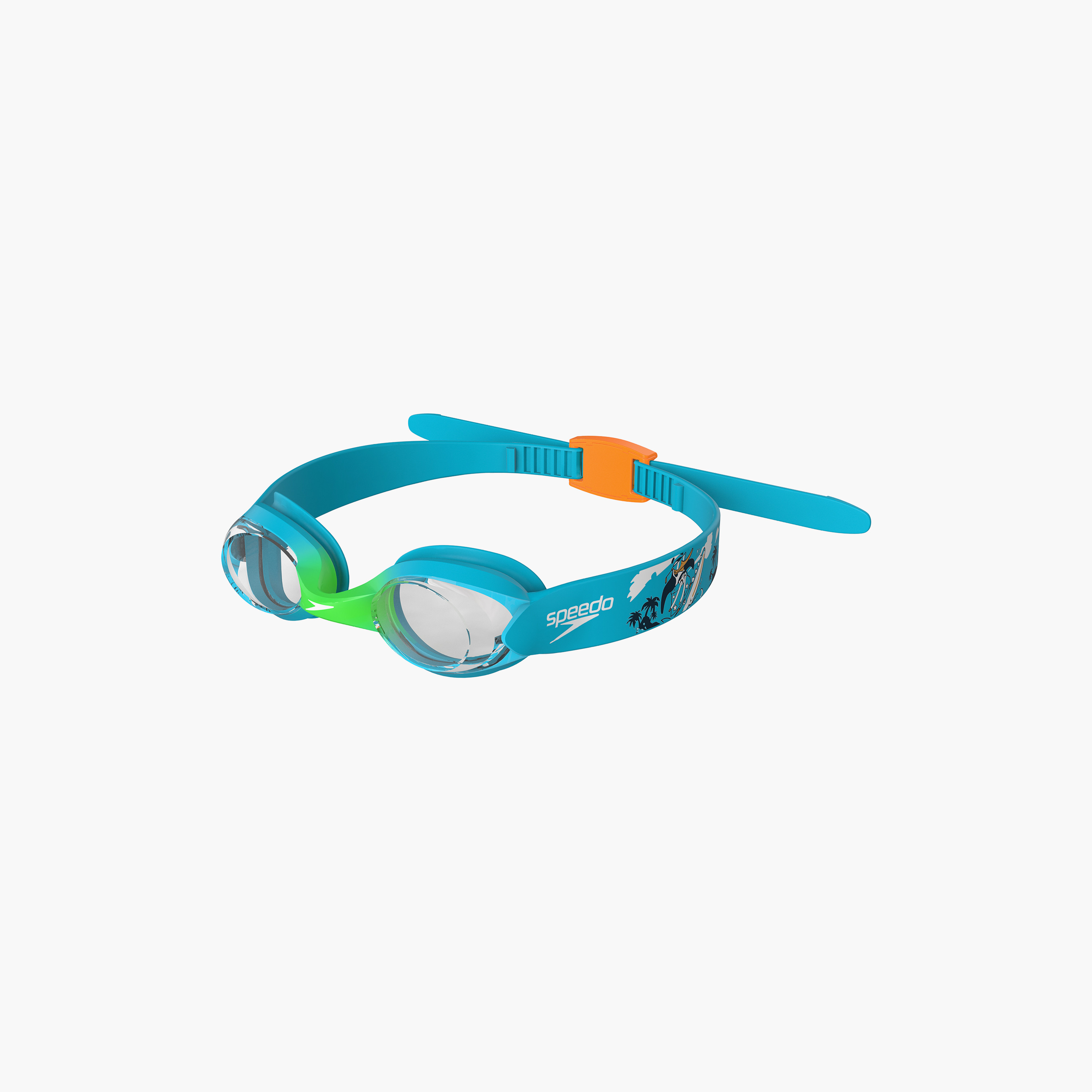 Speedo Infant Illusion Goggle, Kids Boys, One Size, Azure Blue/Fluo Green/Fluo Orange/Clear-sports-gear-swimming-boy-image-1