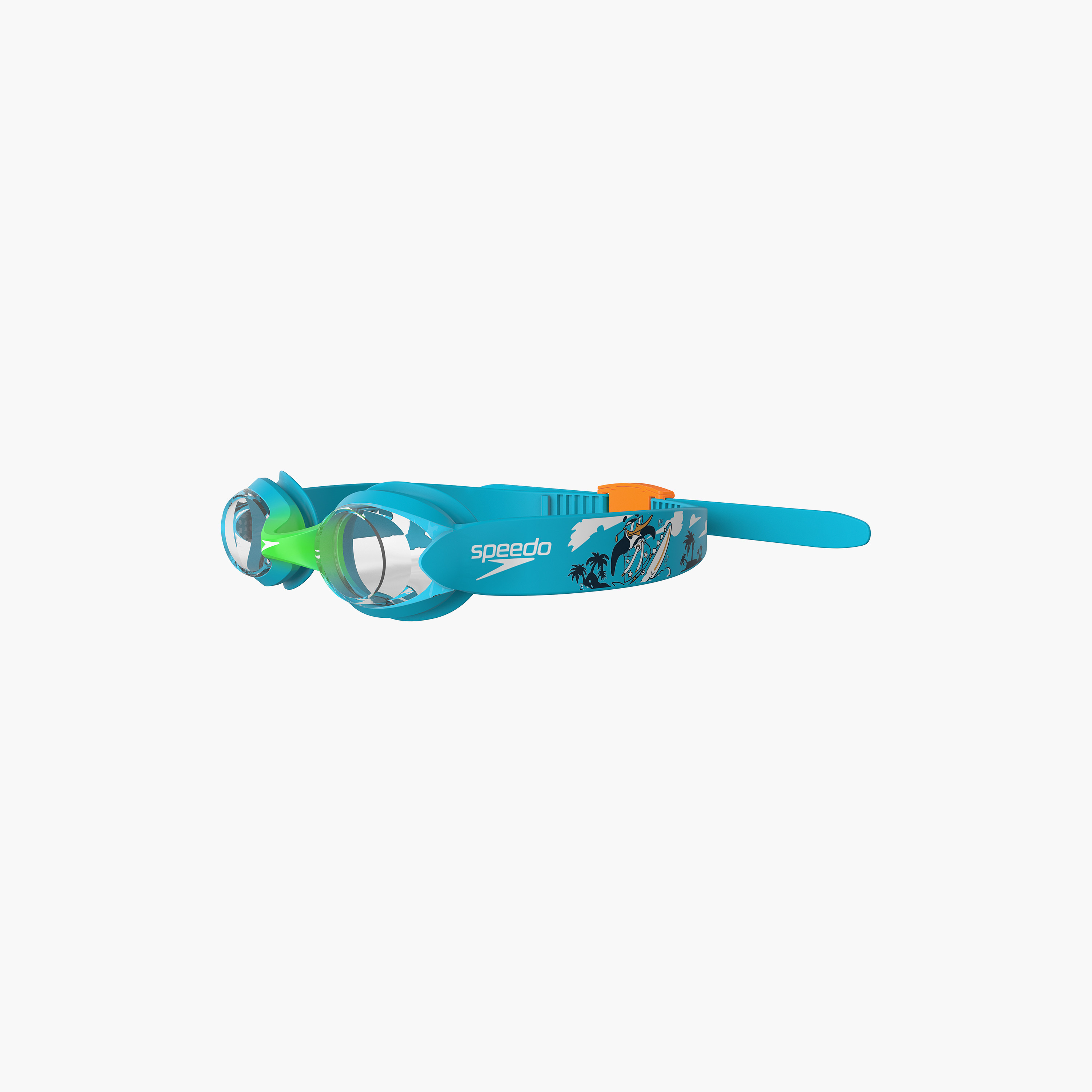 Speedo Infant Illusion Goggle, Kids Boys, One Size, Azure Blue/Fluo Green/Fluo Orange/Clear-sports-gear-swimming-boy-image-2