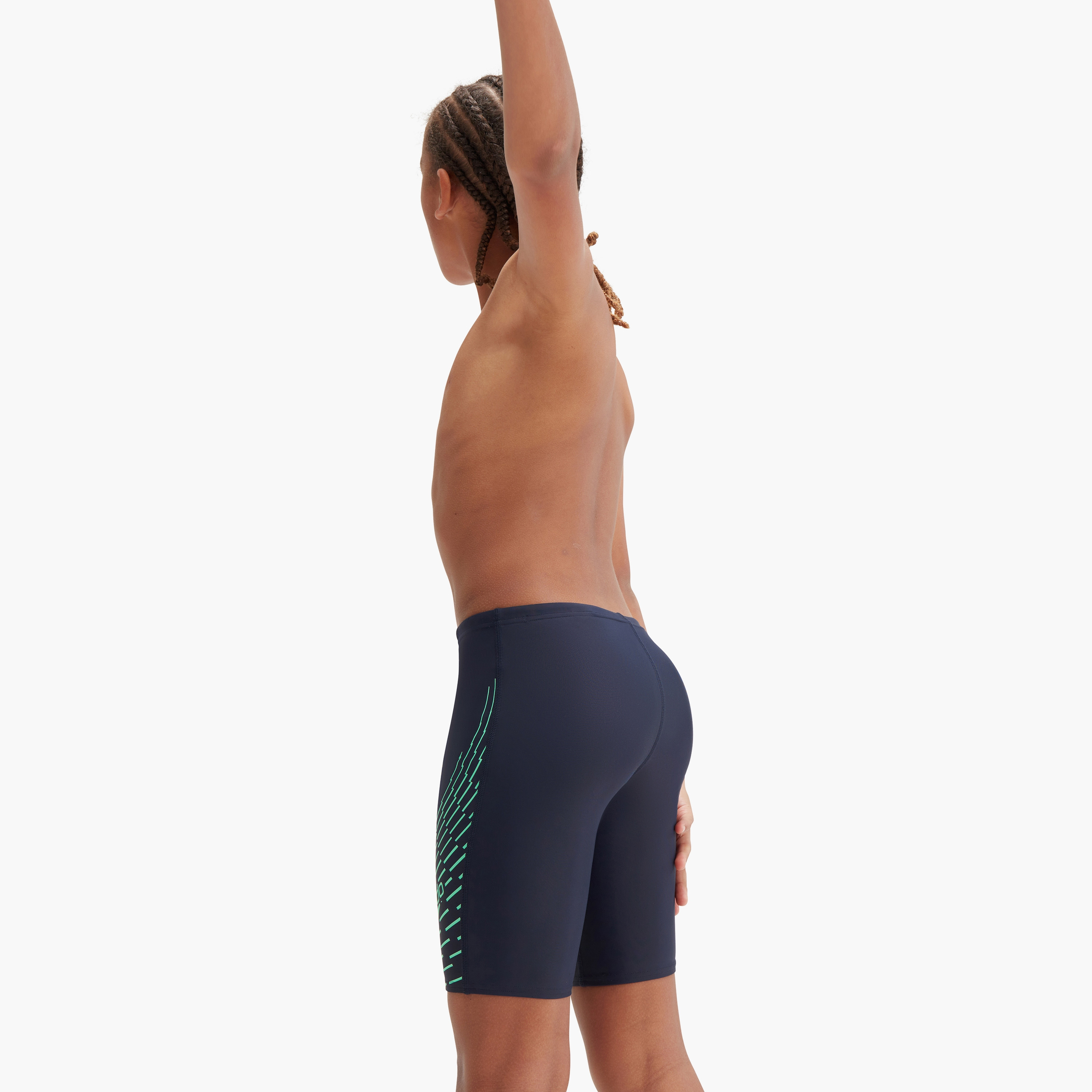 Speedo Boys Medley Logo Jammer, Kids Boys, True Navy/Green Glow-boys-clothing-sportswear-swimwear-image-6