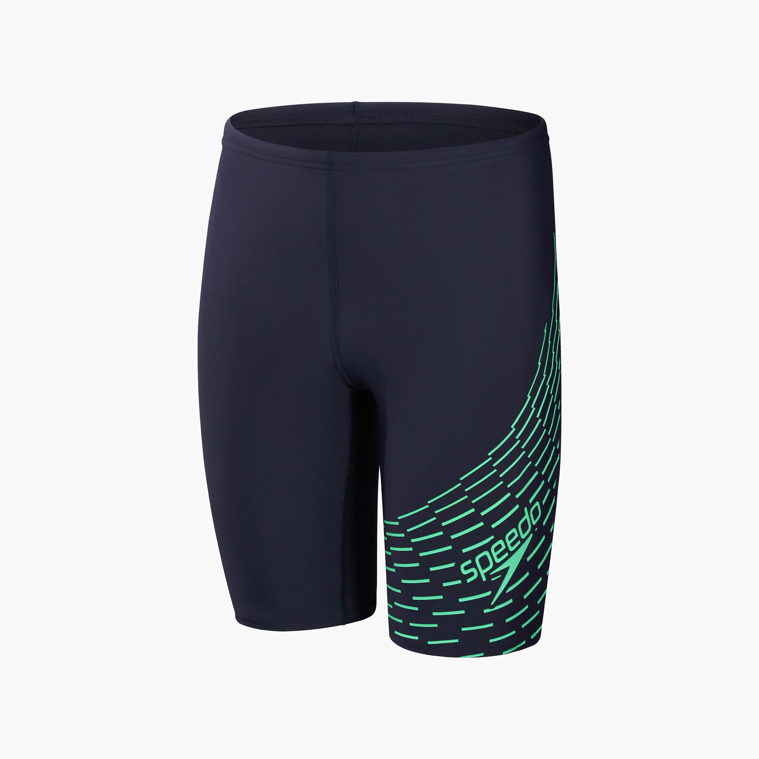 Speedo Boys Medley Logo Jammer, Kids Boys, True Navy/Green Glow-boys-clothing-sportswear-swimwear-image-9