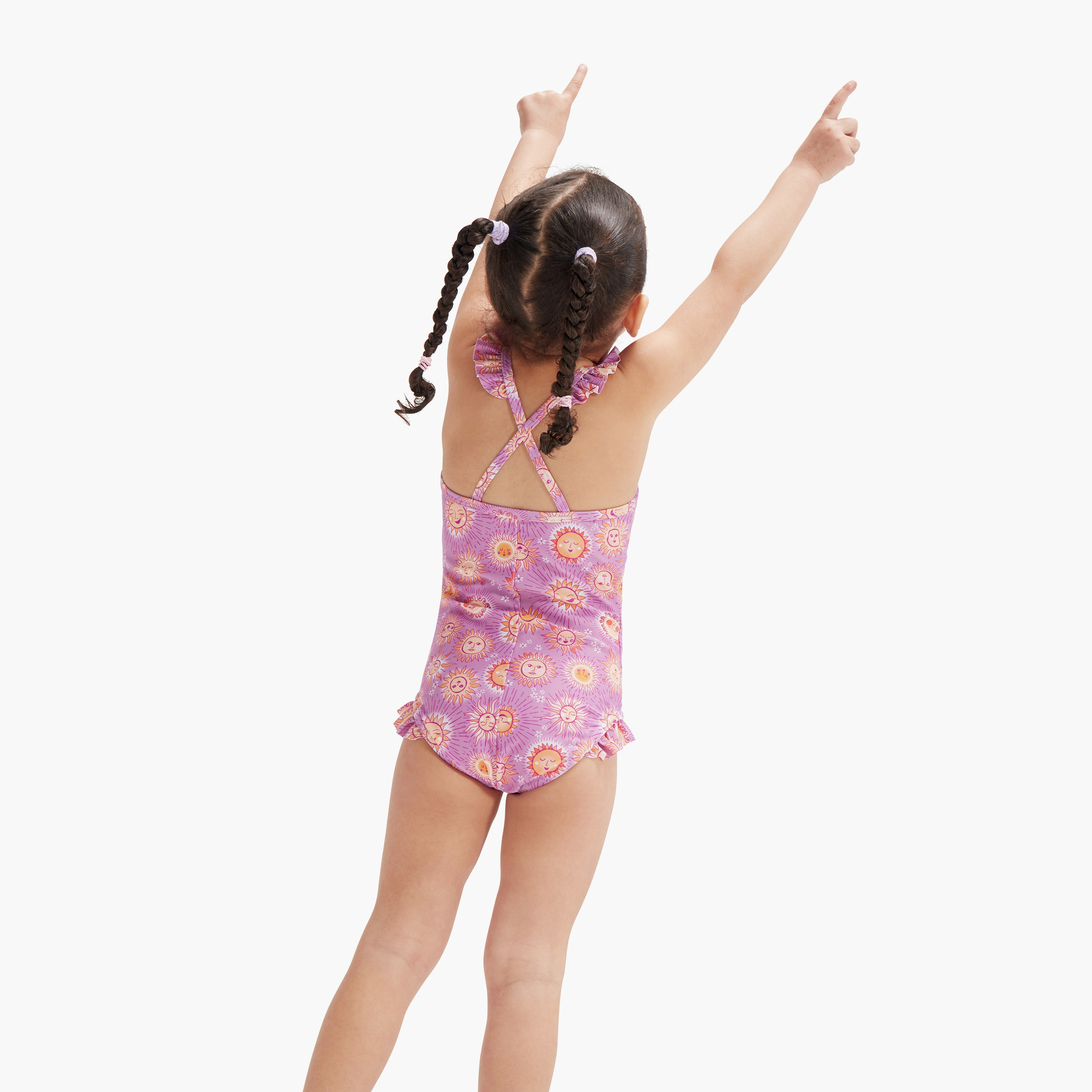 Speedo Girls Digital Frill Thinstrap Swimsuit, Kids Girls, Parma Violet/Very Fuschia/Apricot Jam/Pa-girls-clothing-swimwear-image-4