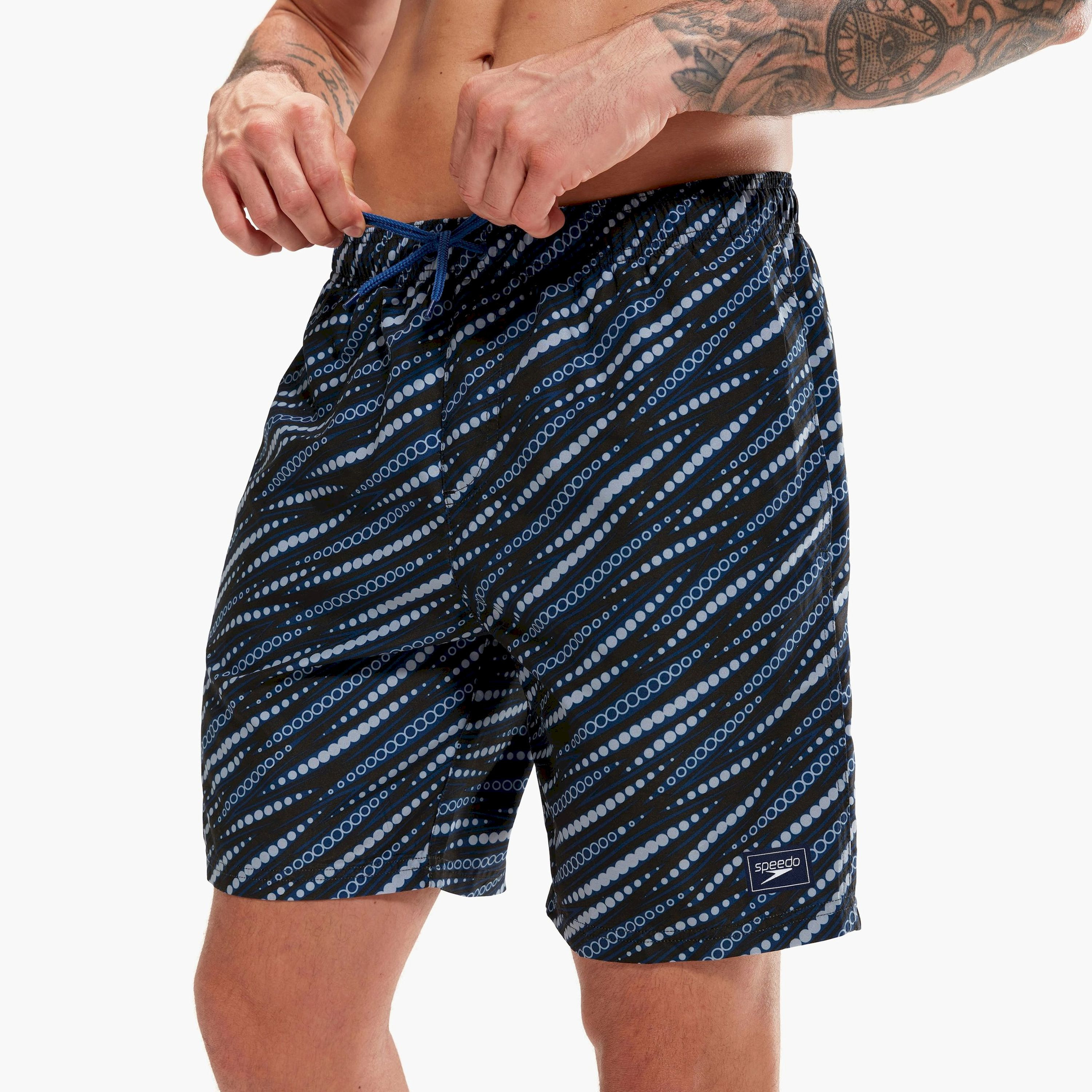 Speedo Printed Leisure 18 Watershort, Adult Men, Ammonite Blue/Black/Dapple Grey-men-clothing-swimandbeach-shorts-image-1
