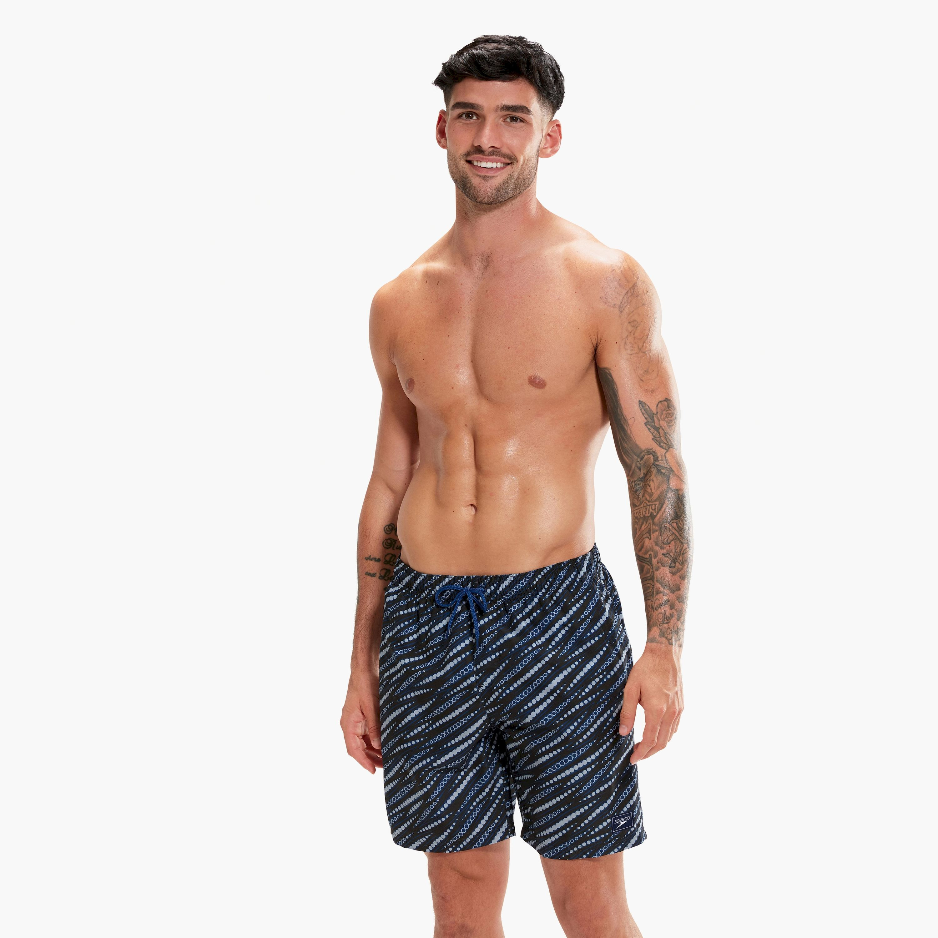 شورت سباحة مائي مطبوع من سبيدو ليجر 18 رجال بالغون أزرق عموني / أسود / رمادي مرقش-men-clothing-swimandbeach-shorts-image-2