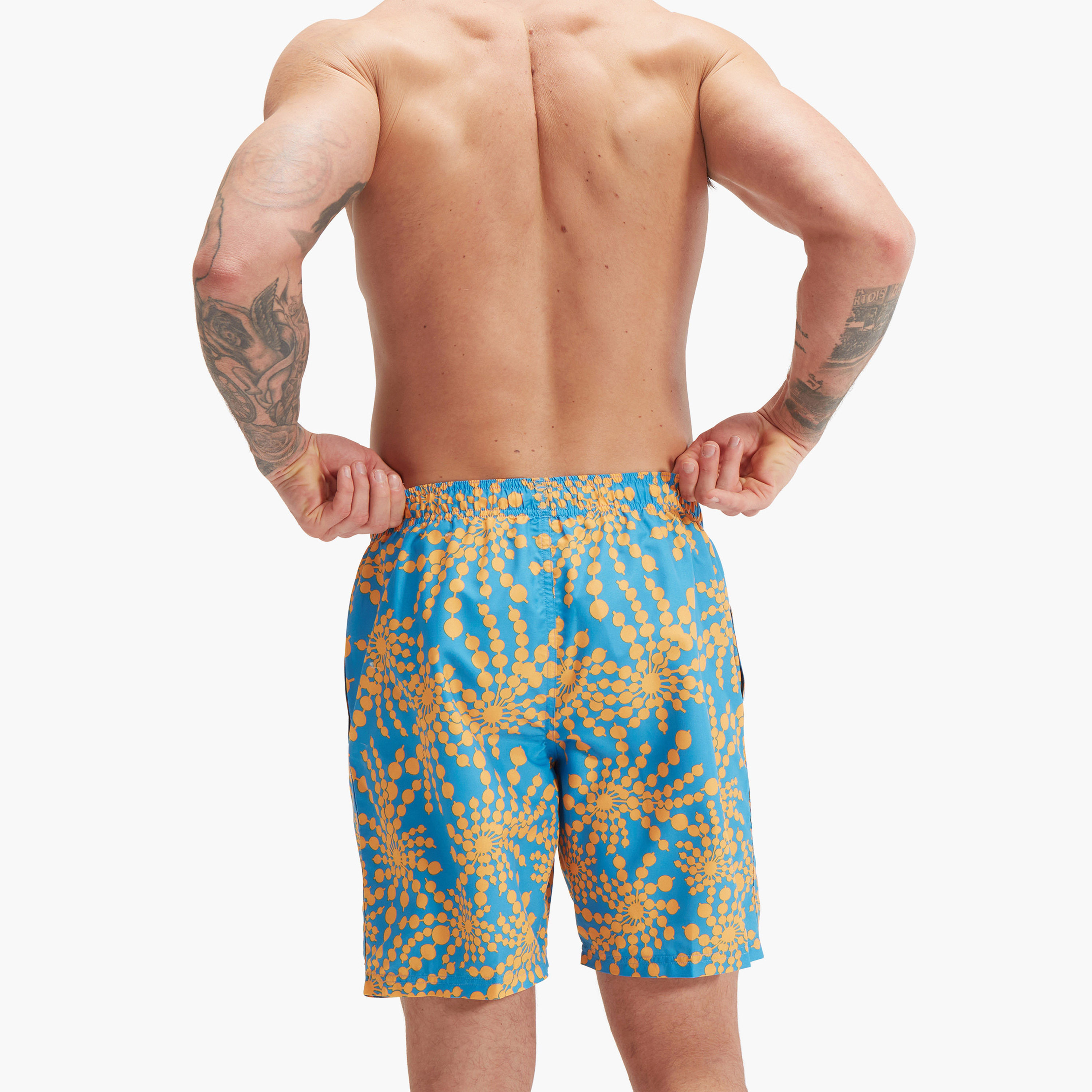 Speedo Mens Printed Leisure 18 Watershort, Adult Men, Baja Blue/Mango-men-clothing-swimandbeach-shorts-image-3