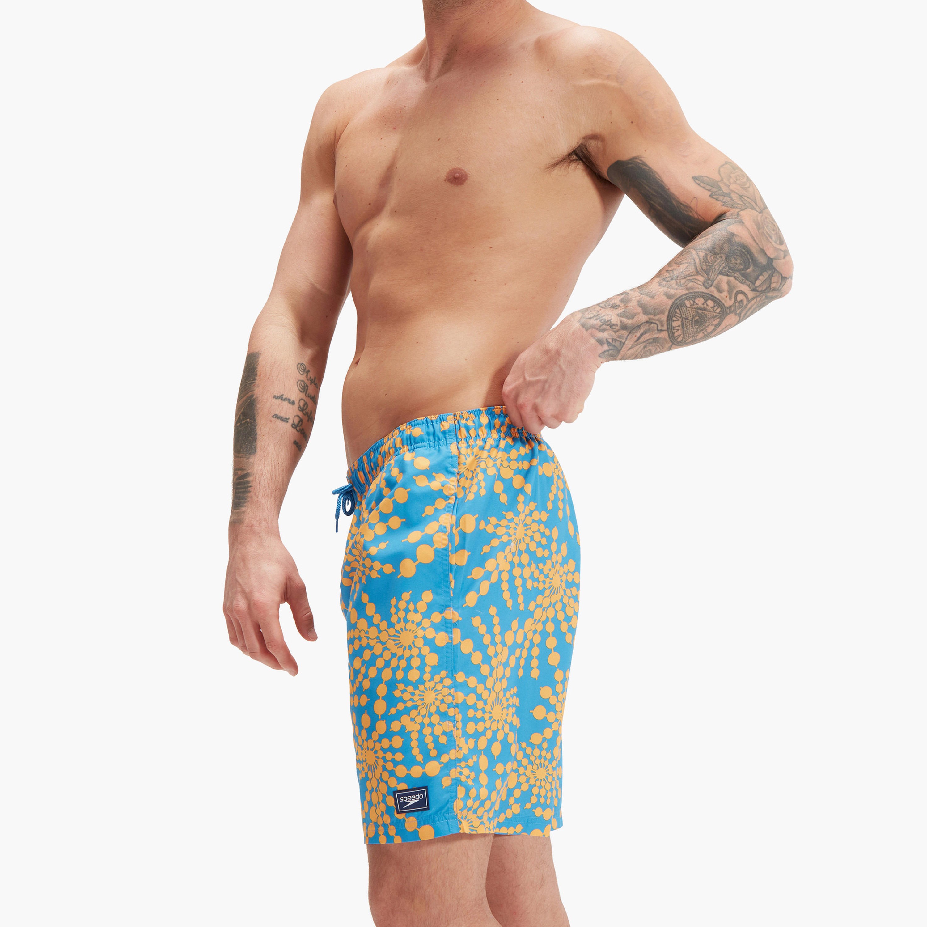 Speedo Mens Printed Leisure 18 Watershort, Adult Men, Baja Blue/Mango-men-clothing-swimandbeach-shorts-image-5