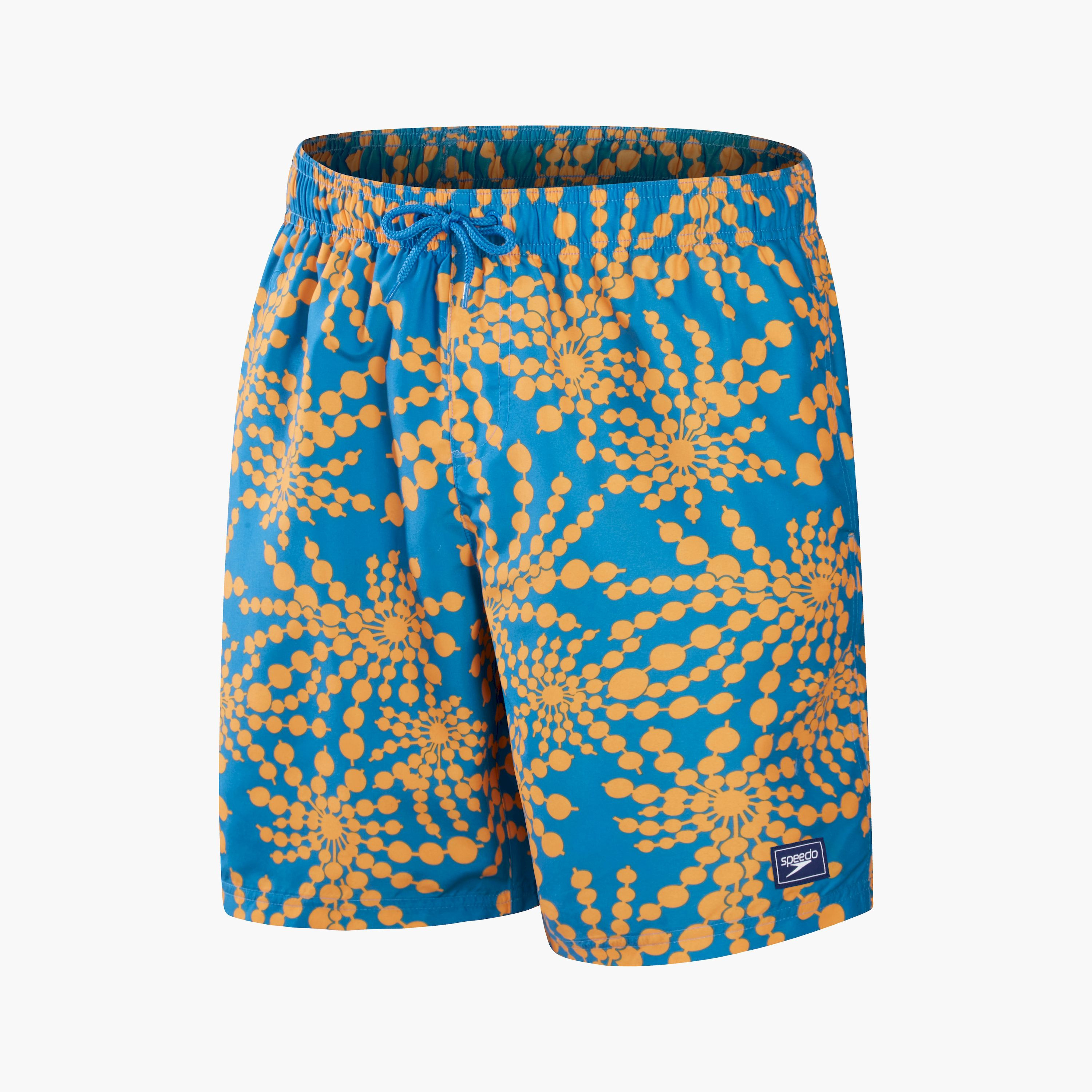 Speedo Mens Printed Leisure 18 Watershort, Adult Men, Baja Blue/Mango-men-clothing-swimandbeach-shorts-image-8