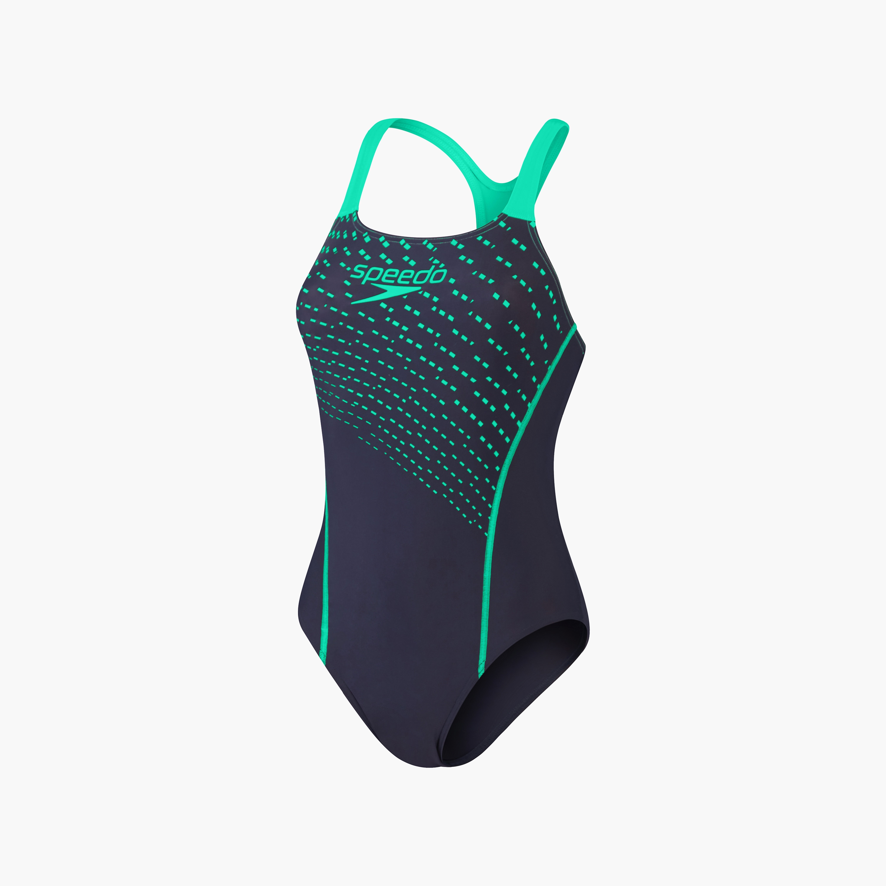 قطعة واحدة بشعار سبيدو ميدلي للسيدات البالغات مع لون أزرق داكن/أخضر متوهج-sports-women-clothing-swimwear-image-7