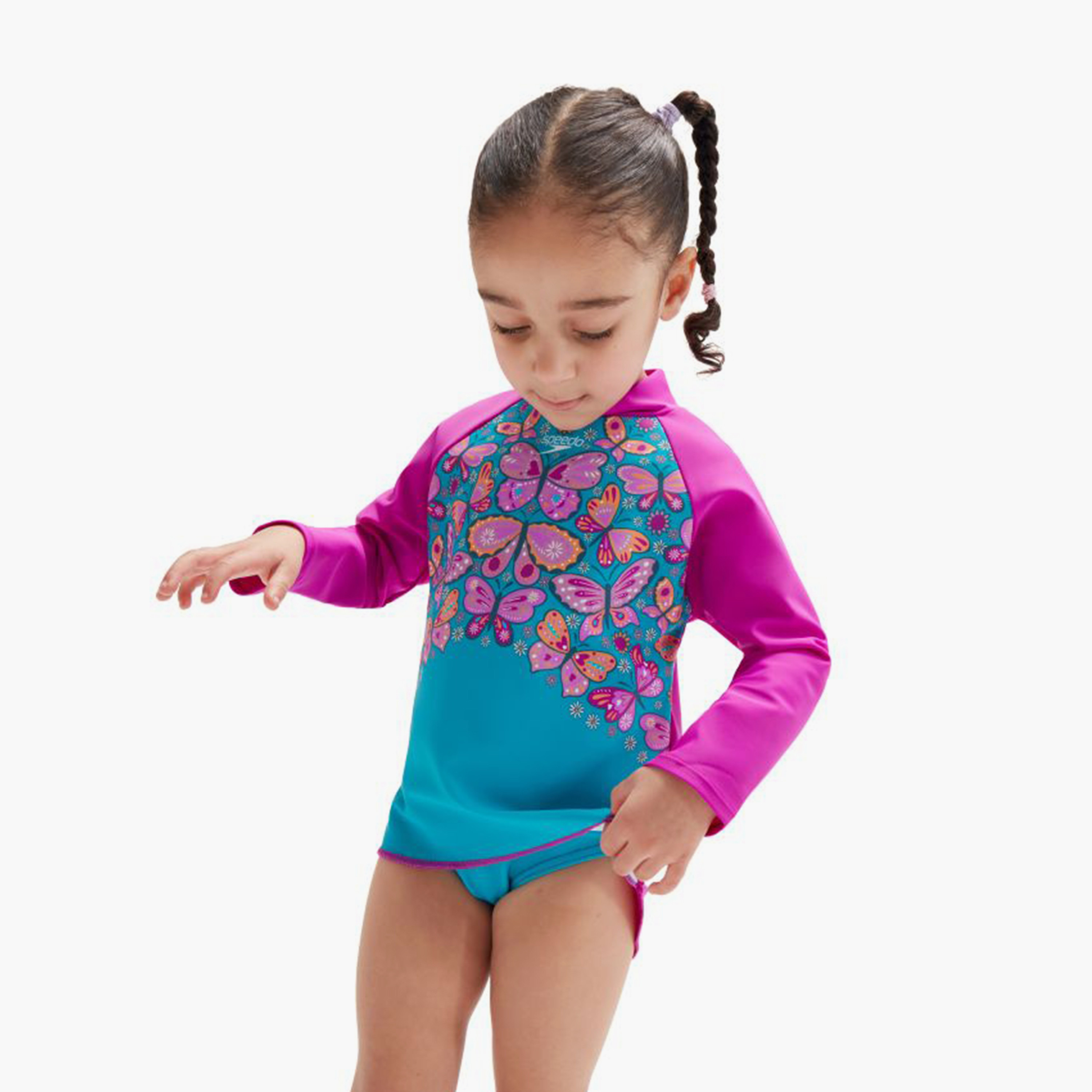 Speedo Long Sleeves Rashguard Girls Butterfly Print-sports-girls-clothing-swimwear-image-1