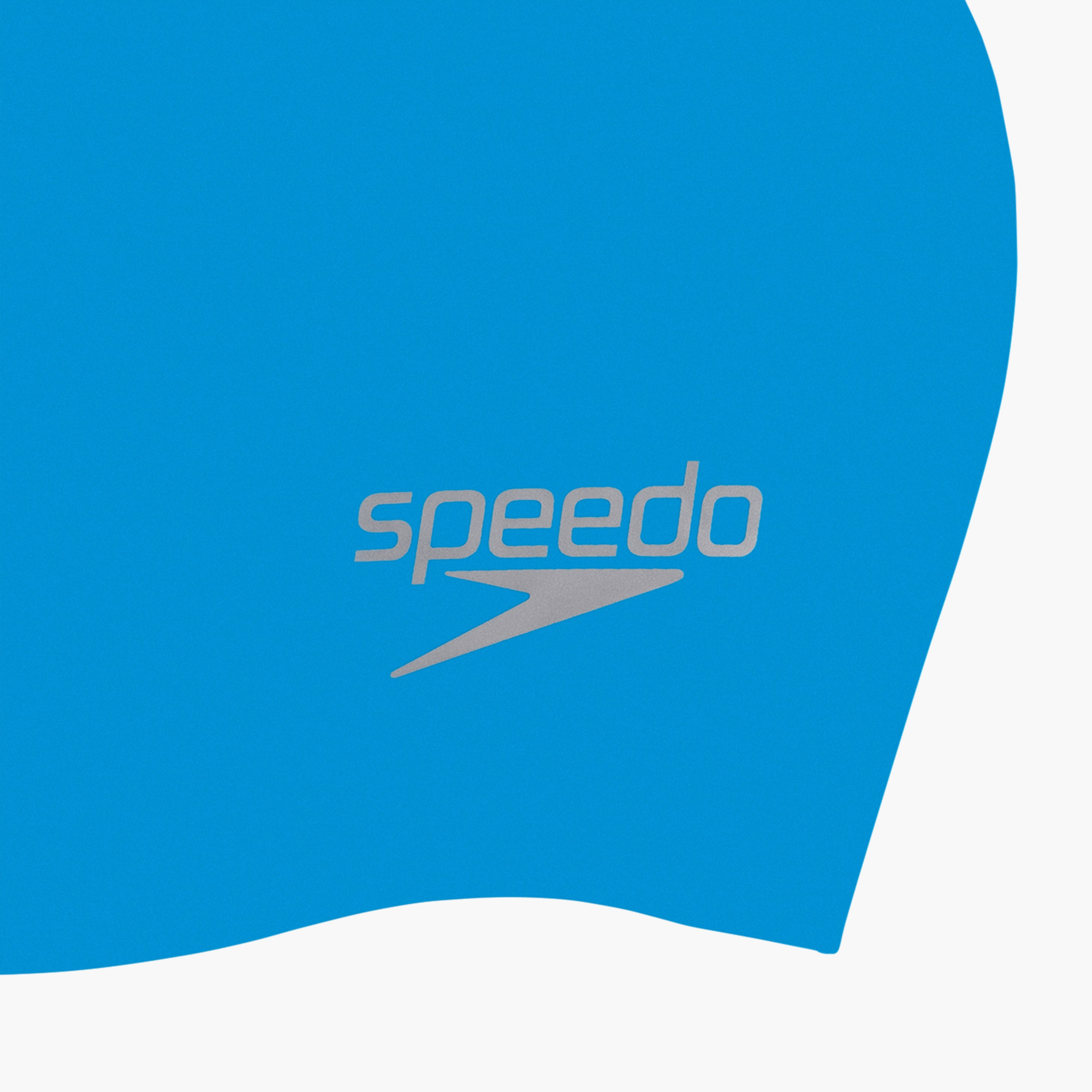 Speedo Moulded Silicone Cap, Adult Unisex, One Size, Blue/Chrome-women-clothing-swimandbeach-swimcaps-image-4