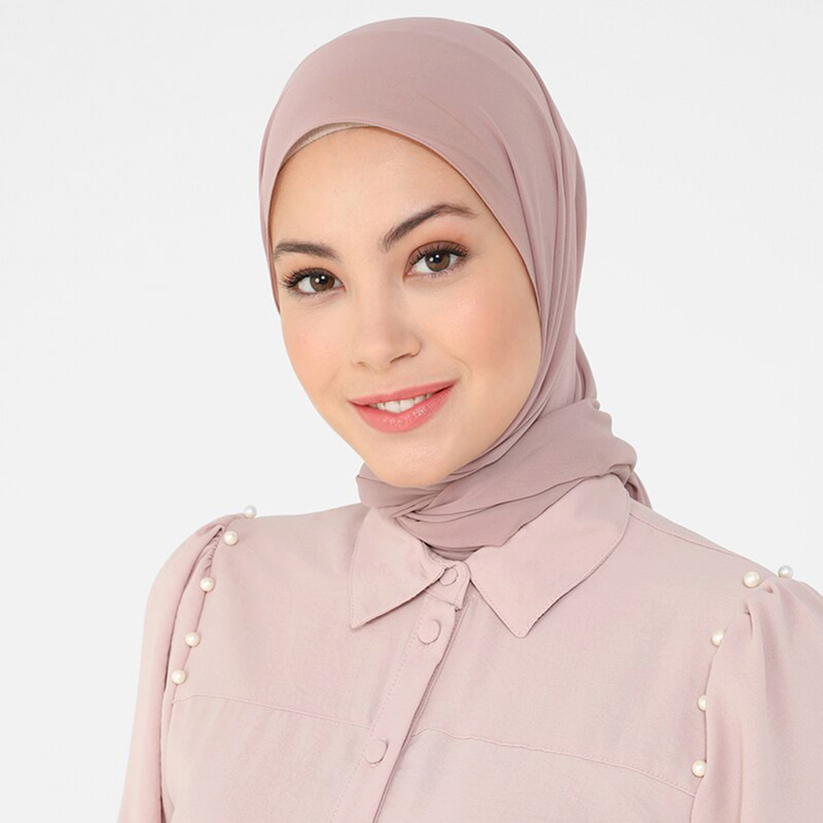 Modanisa Women Pink Solid Collared Neck Buttoned Jalabiya with Tie Belt-women-clothing-dresses-image-2