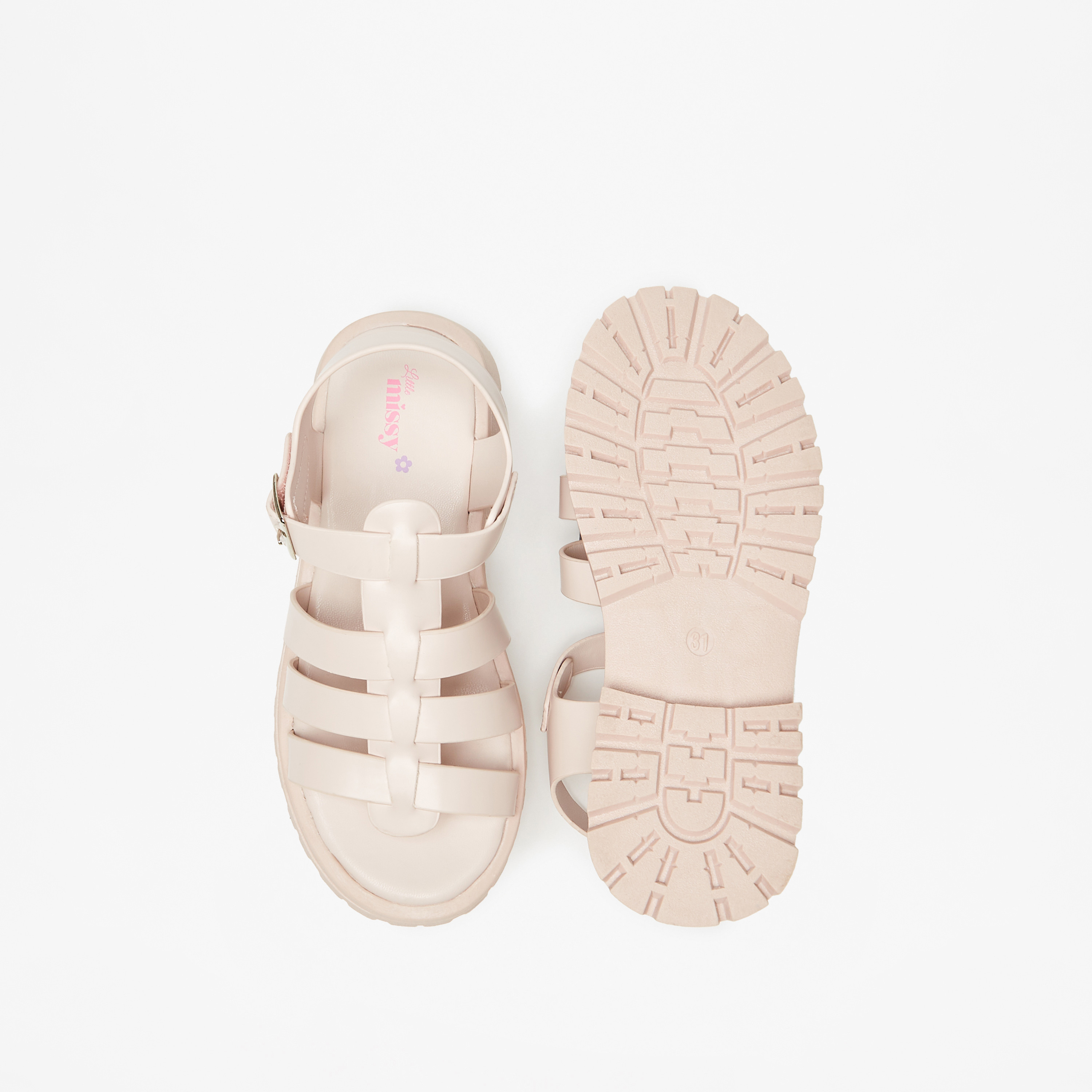 صندل سادة بمقدمة مفتوحة وإبزيم إغلاق من ليتل ميسي-girls-shoes-sandals-image-4