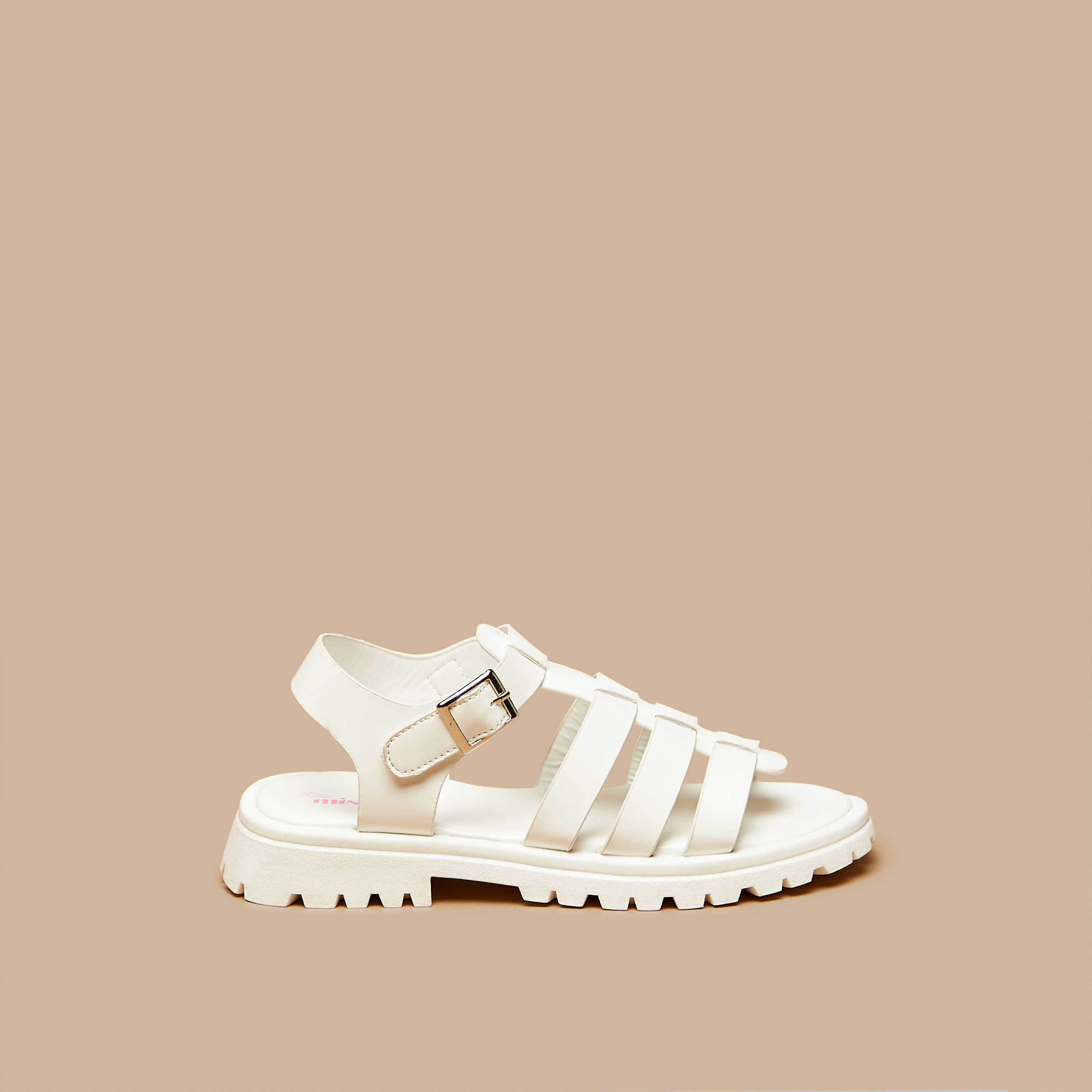 صندل سادة بمقدمة مفتوحة وإبزيم إغلاق من ليتل ميسي-girls-shoes-sandals-image-8
