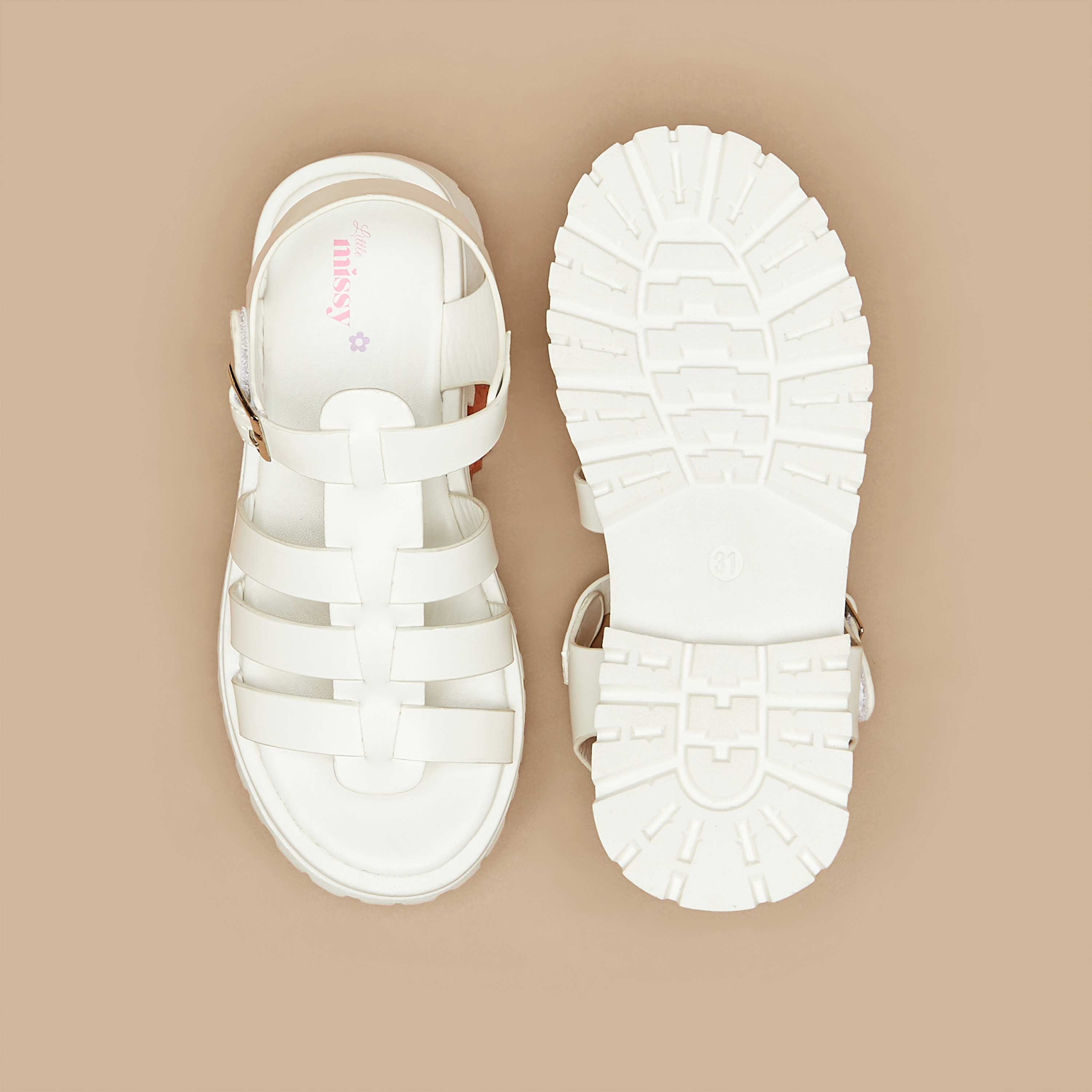 صندل سادة بمقدمة مفتوحة وإبزيم إغلاق من ليتل ميسي-girls-shoes-sandals-image-9