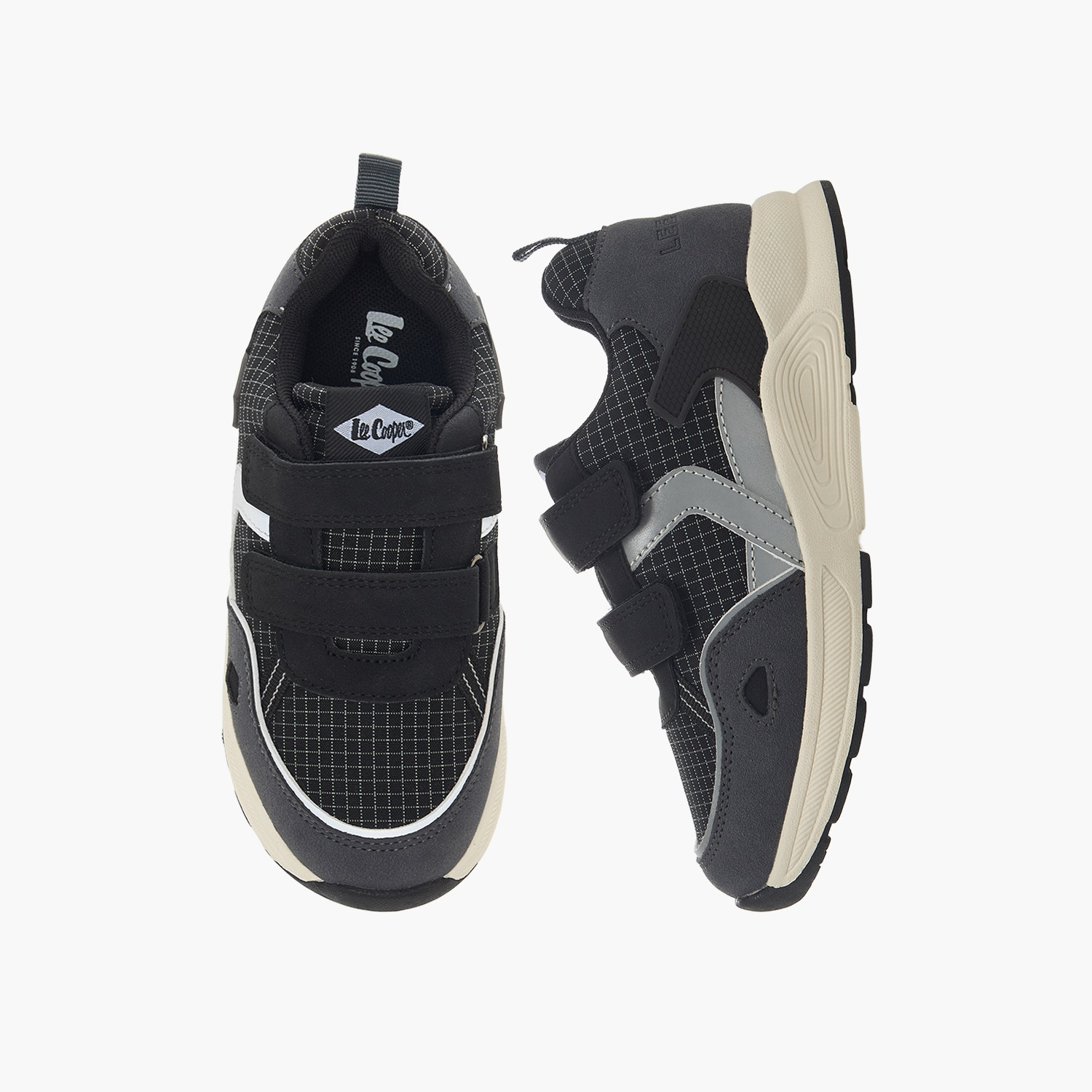 Juniors Textured Sneakers with Hook and Loop Closure-boys-shoes-sneakers-image-1
