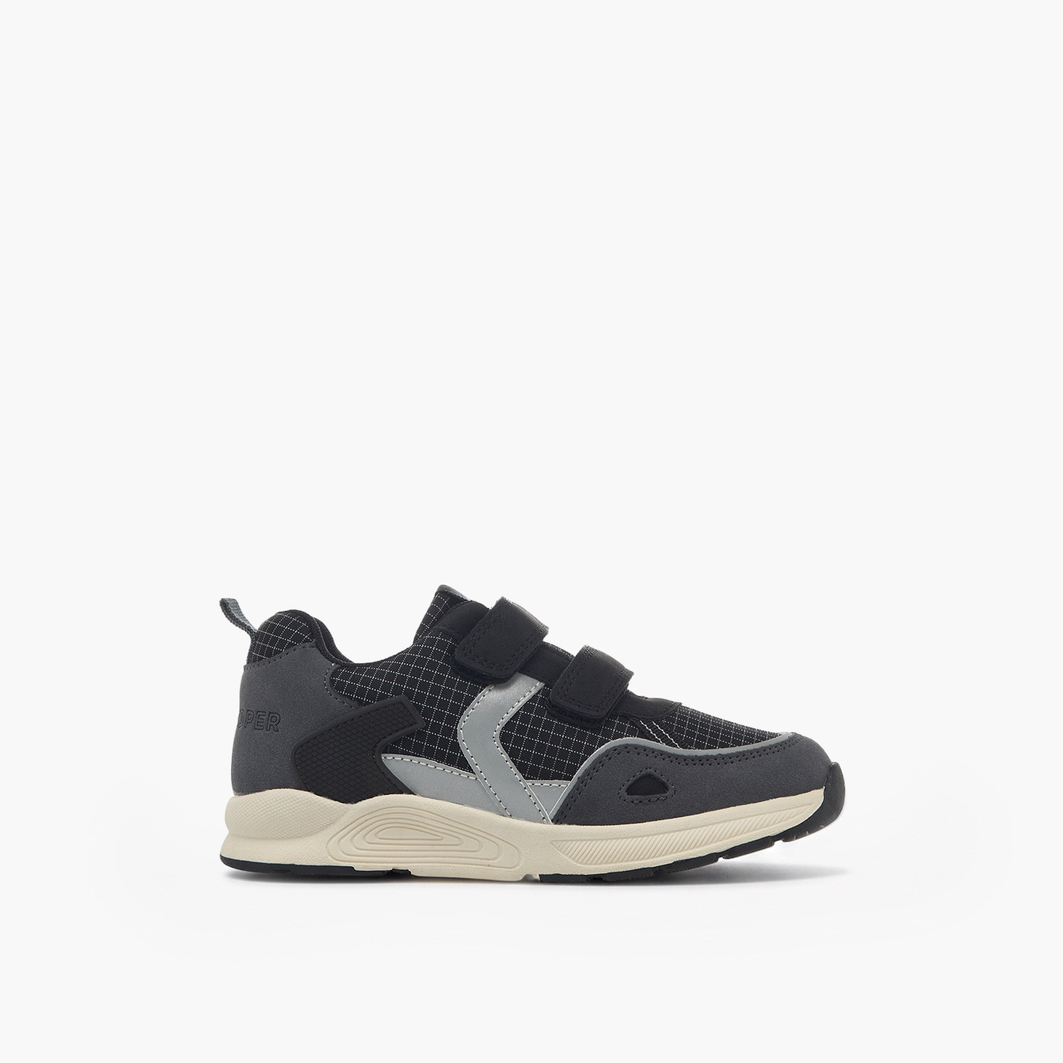 Juniors Textured Sneakers with Hook and Loop Closure-boys-shoes-sneakers-image-3