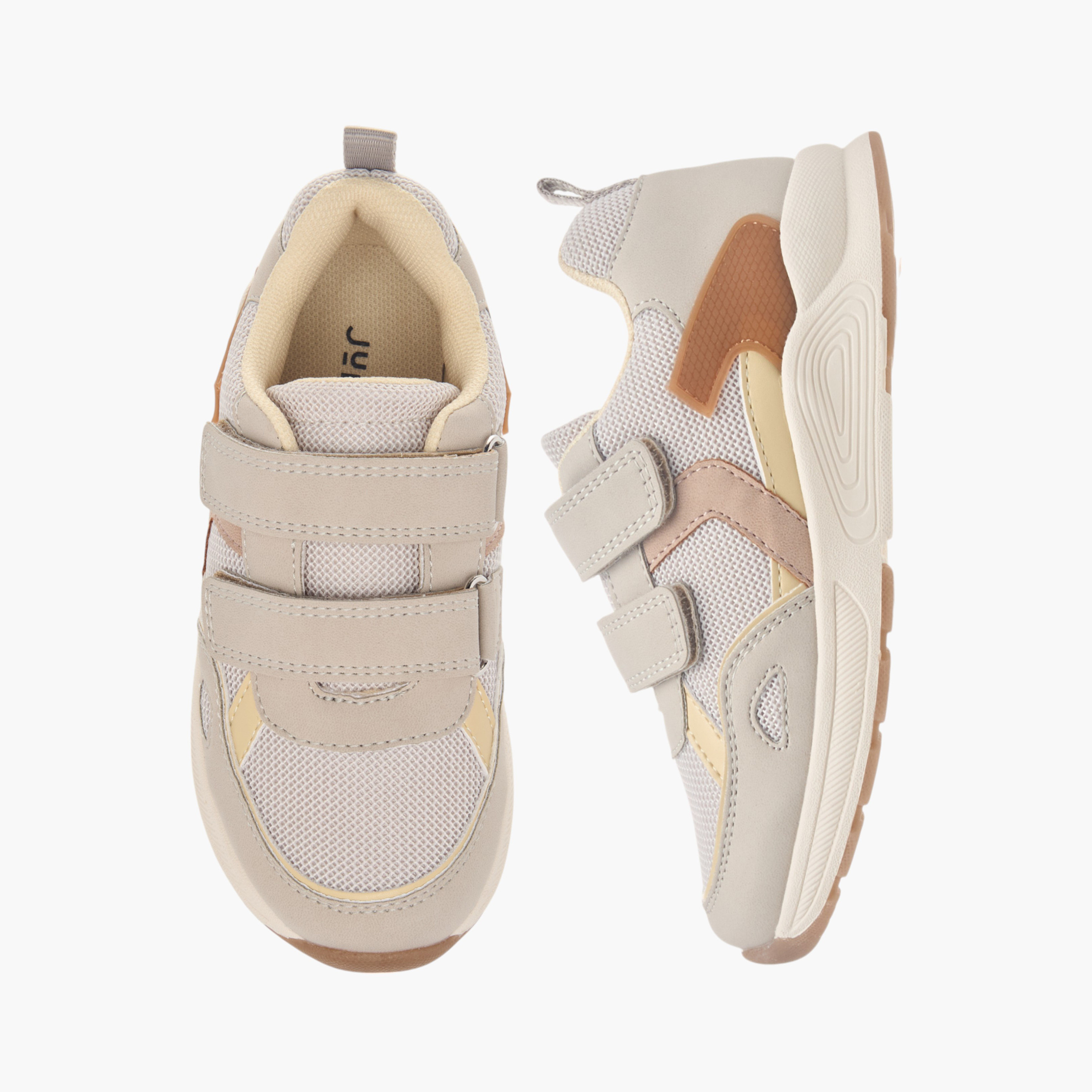 Juniors Textured Sneakers with Hook and Loop Closure-boys-shoes-sneakers-image-1