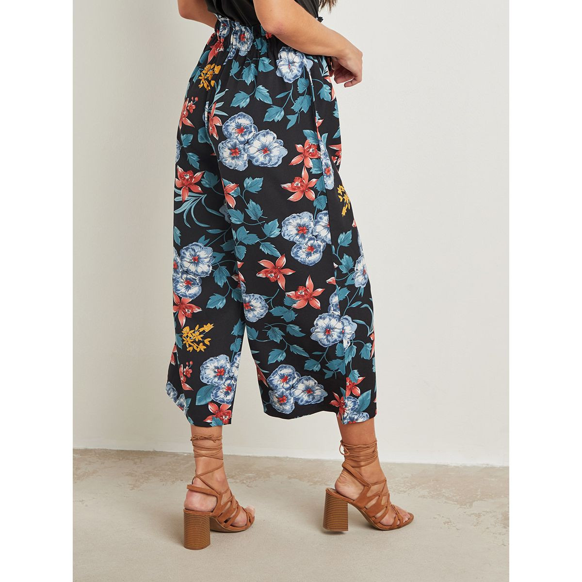 Styli Floral Print Wide Leg Trouser with Waist Tie Up-women-clothing-bottoms-trousers-image-3