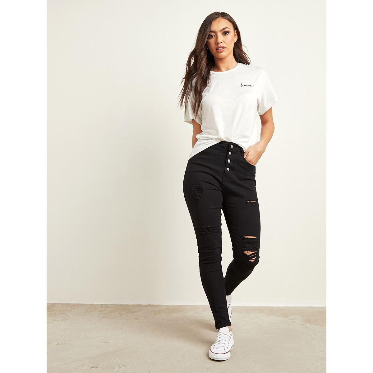 Styli Button-Up Distressed High Rise Skinny Jeans-women-clothing-bottoms-jeans-image-2