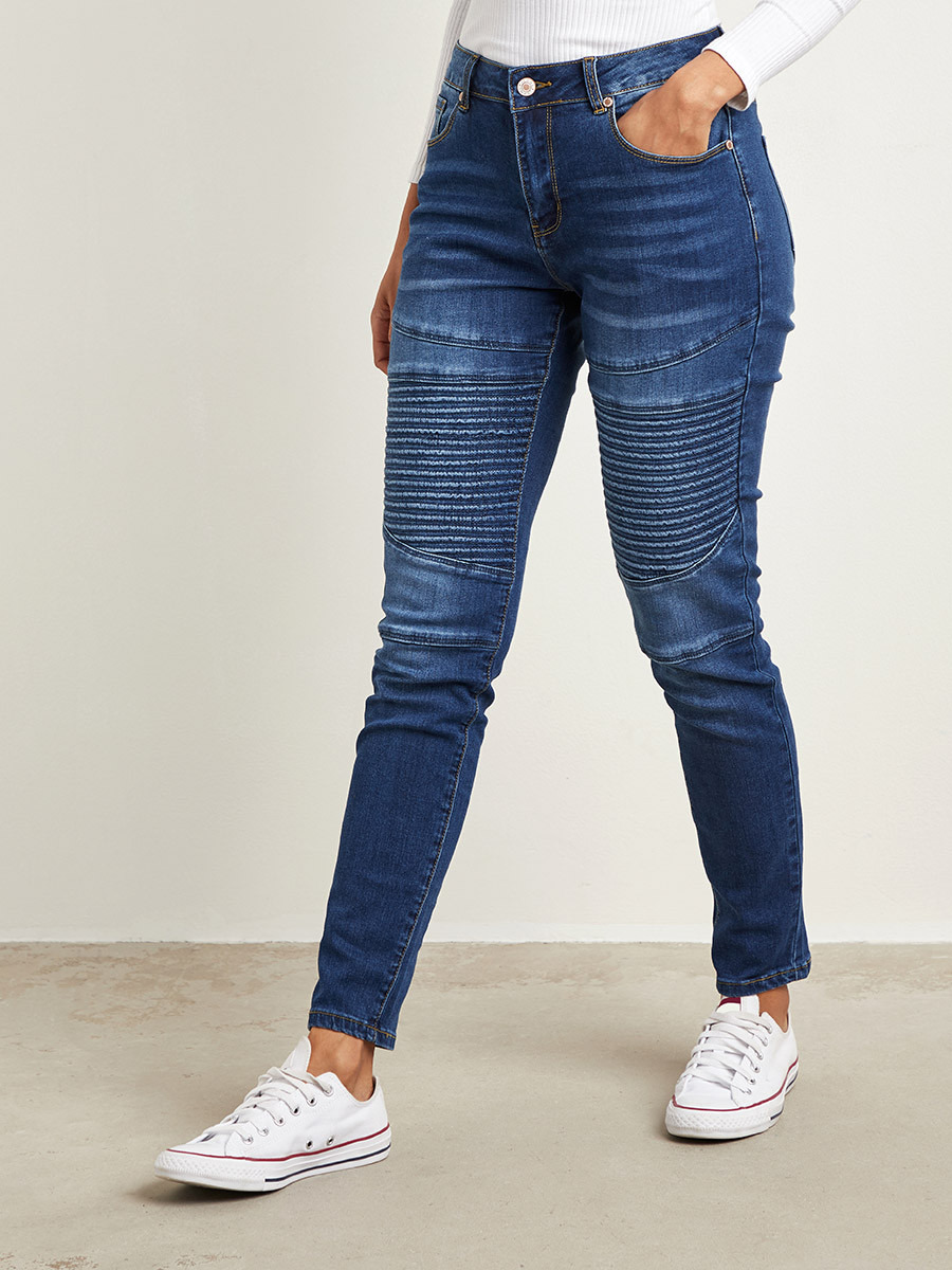Styli Stitched Detail Biker Skinny Jeans-women-clothing-bottoms-jeans-image-1