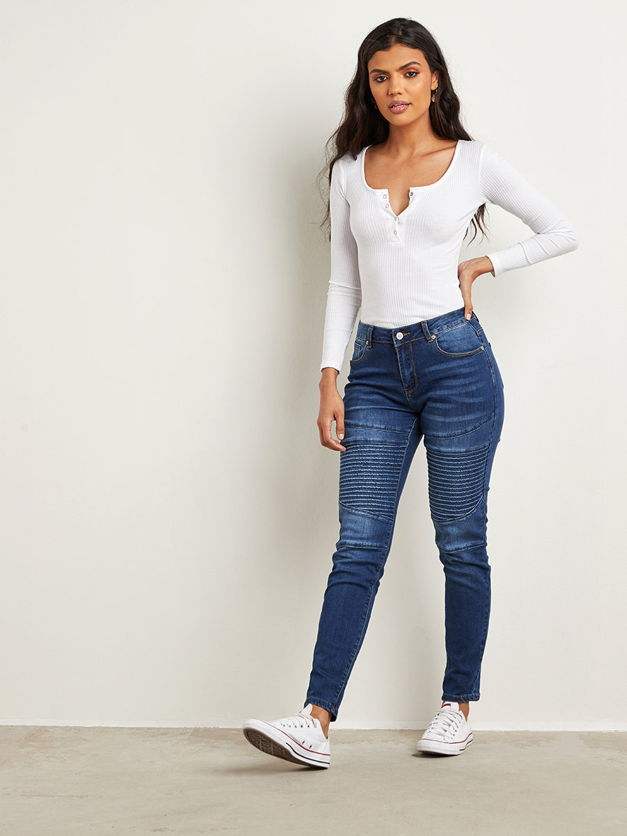 Styli Stitched Detail Biker Skinny Jeans-women-clothing-bottoms-jeans-image-2