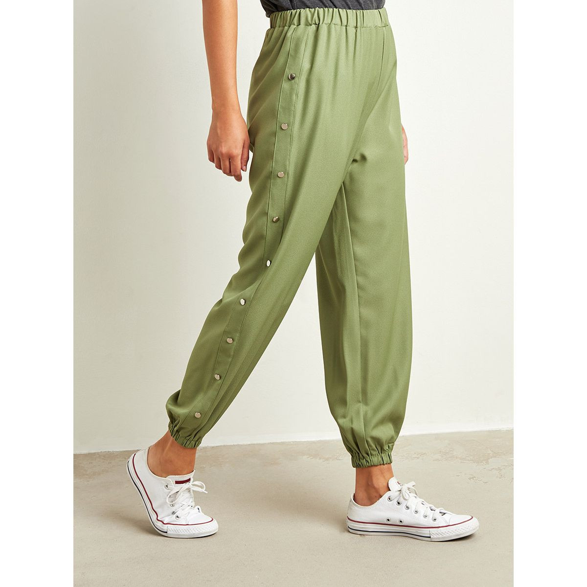 Popper pants outlet womens green