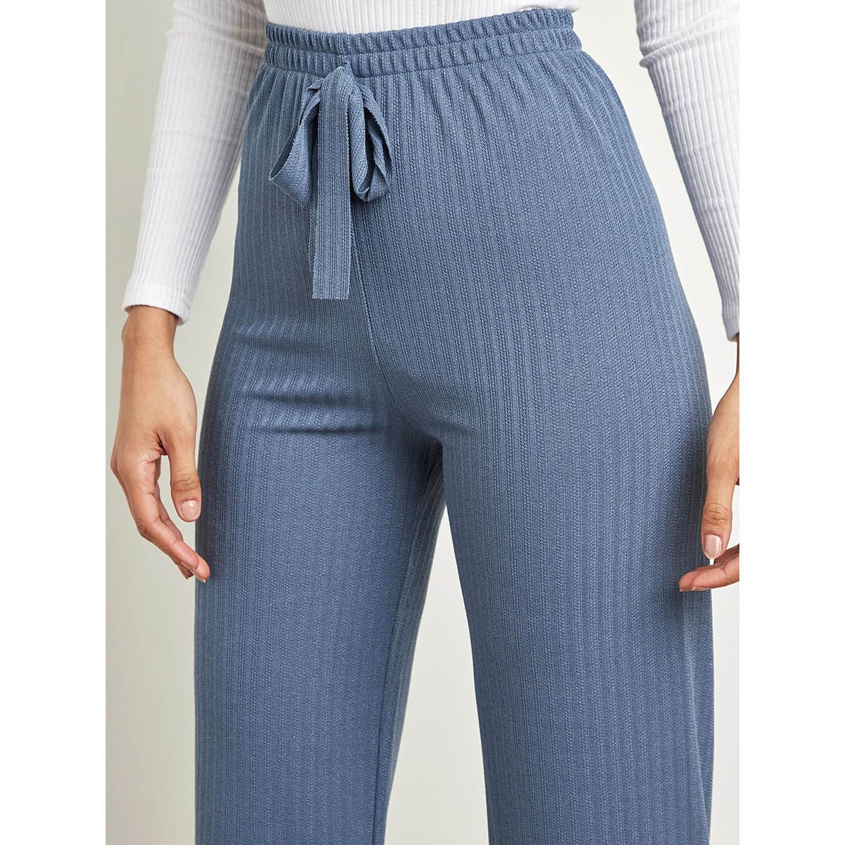 بنطلون بارز الملمس بأرجل واسعة من ستايلي-women-clothing-trousers-image-4