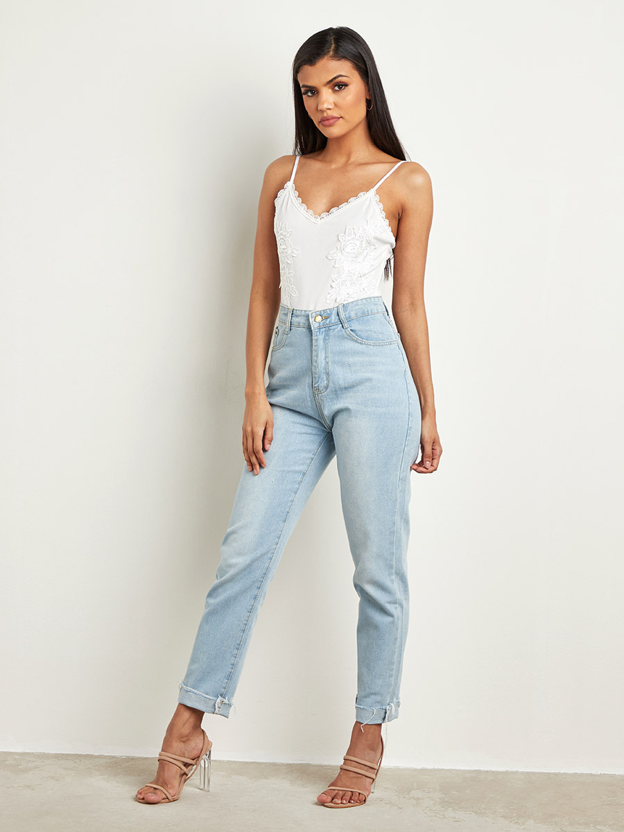 Styli Floral Embroidered Detail Mesh Overlay Bodysuit-women-clothing-shirtsandblouses-blouses-image-3