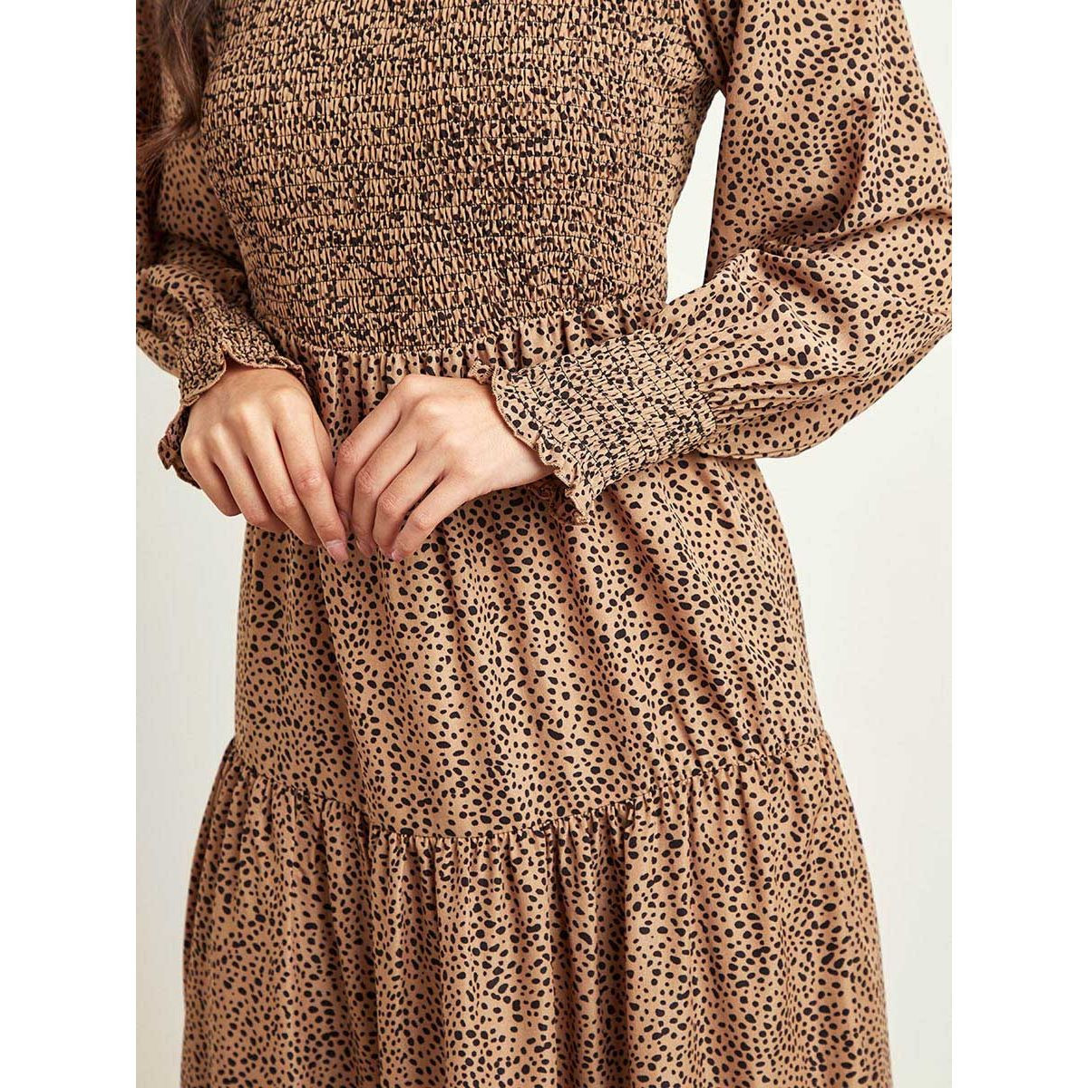 فستان طويل مطبوع بكشكش من ستايلي-women-clothing-dresses-image-4