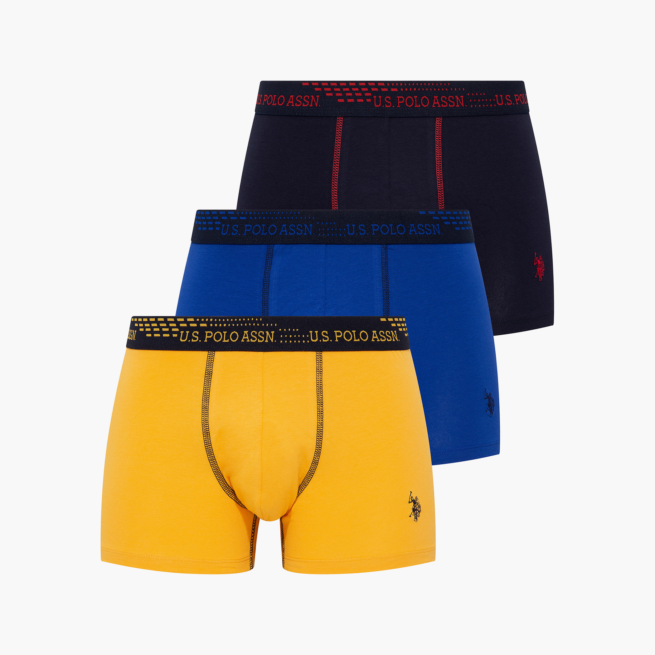 مجموعة من 3 قطع من يو اس بولو اسن من سراويل للرجال مع متعدد الألوان مطبوعة بحزام خصر-men-clothing-innerwear-underwear-image-1
