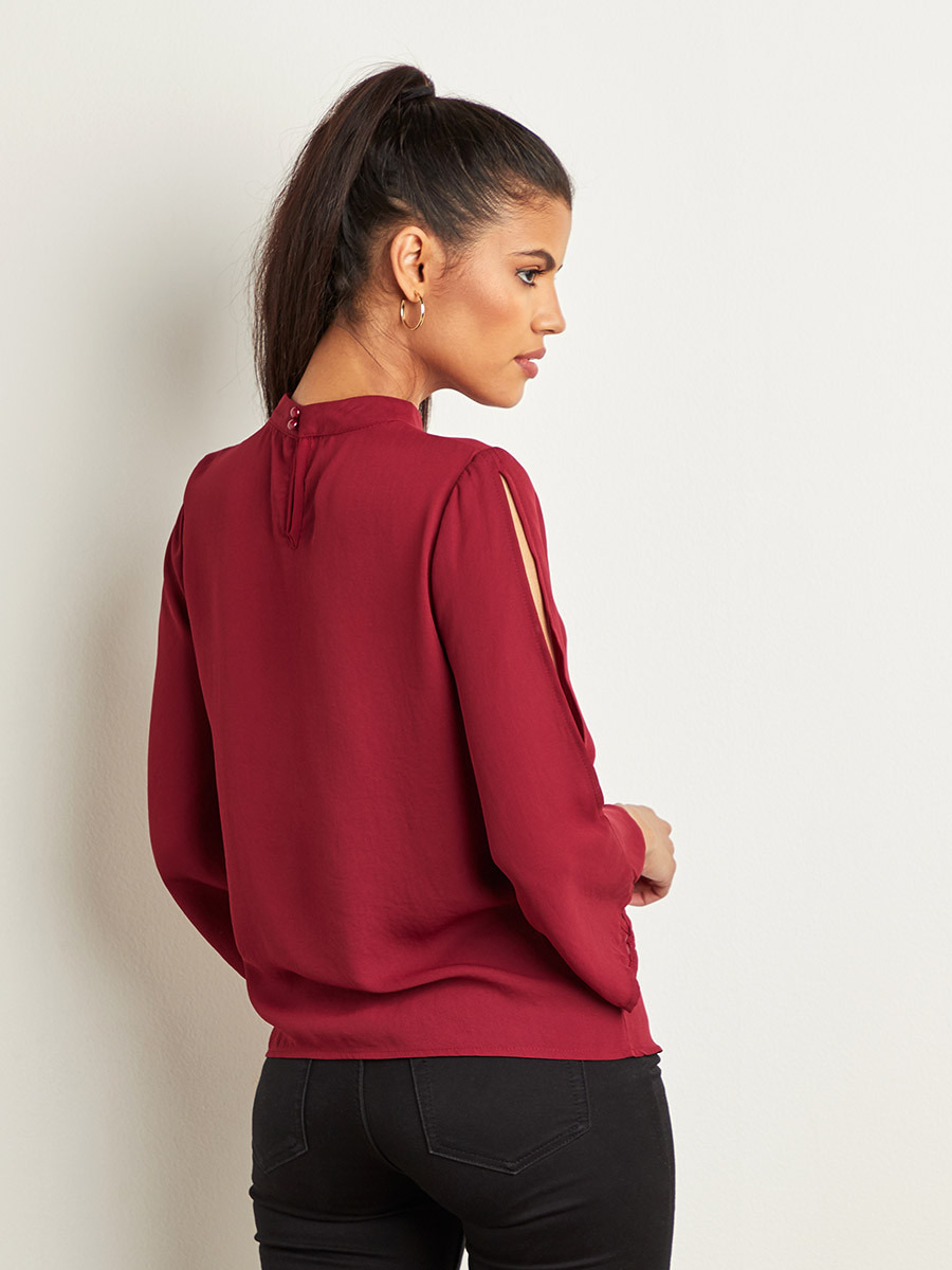 بلوزة سادة بأكمام مفتوحة من ستايلي-women-clothing-shirtsandblouses-blouses-image-3
