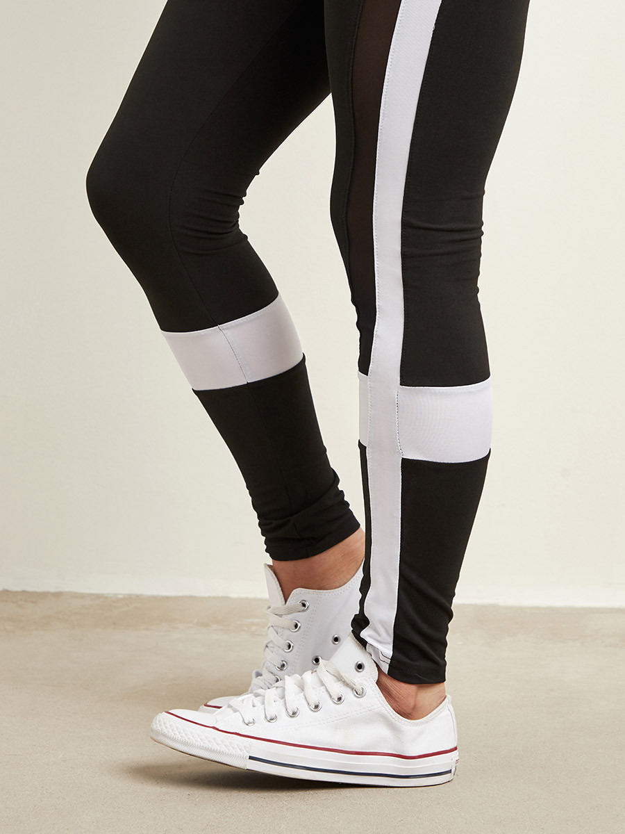 Styli Placement Striped Mesh Panel Detail Leggings-women-clothing-bottoms-leggings-image-4