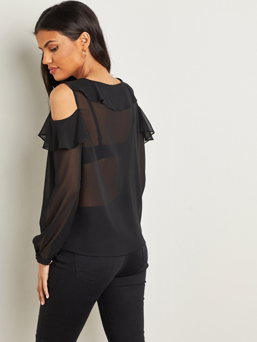 بلوزة بكشكش مكشوفة الأكشاف من ستايلي-women-clothing-shirtsandblouses-blouses-image-3