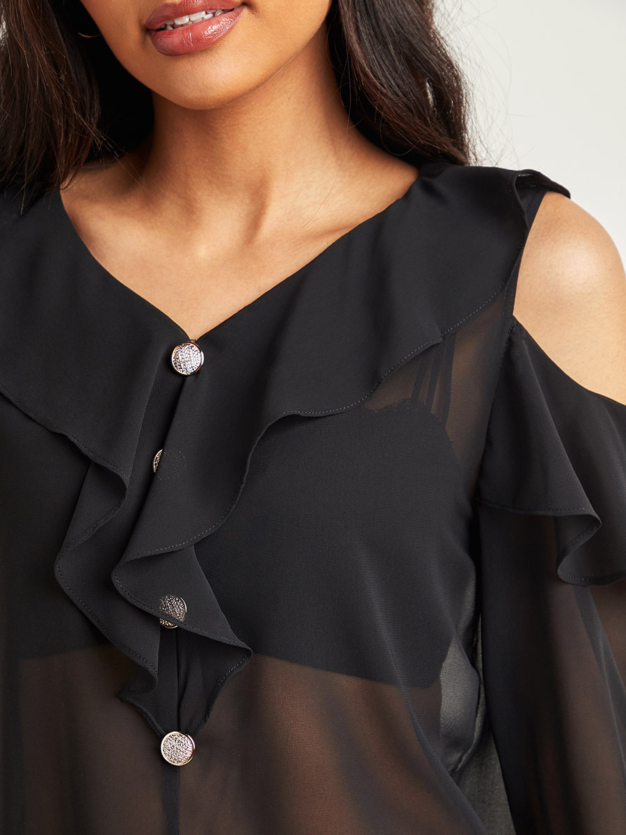 بلوزة بكشكش مكشوفة الأكشاف من ستايلي-women-clothing-shirtsandblouses-blouses-image-4
