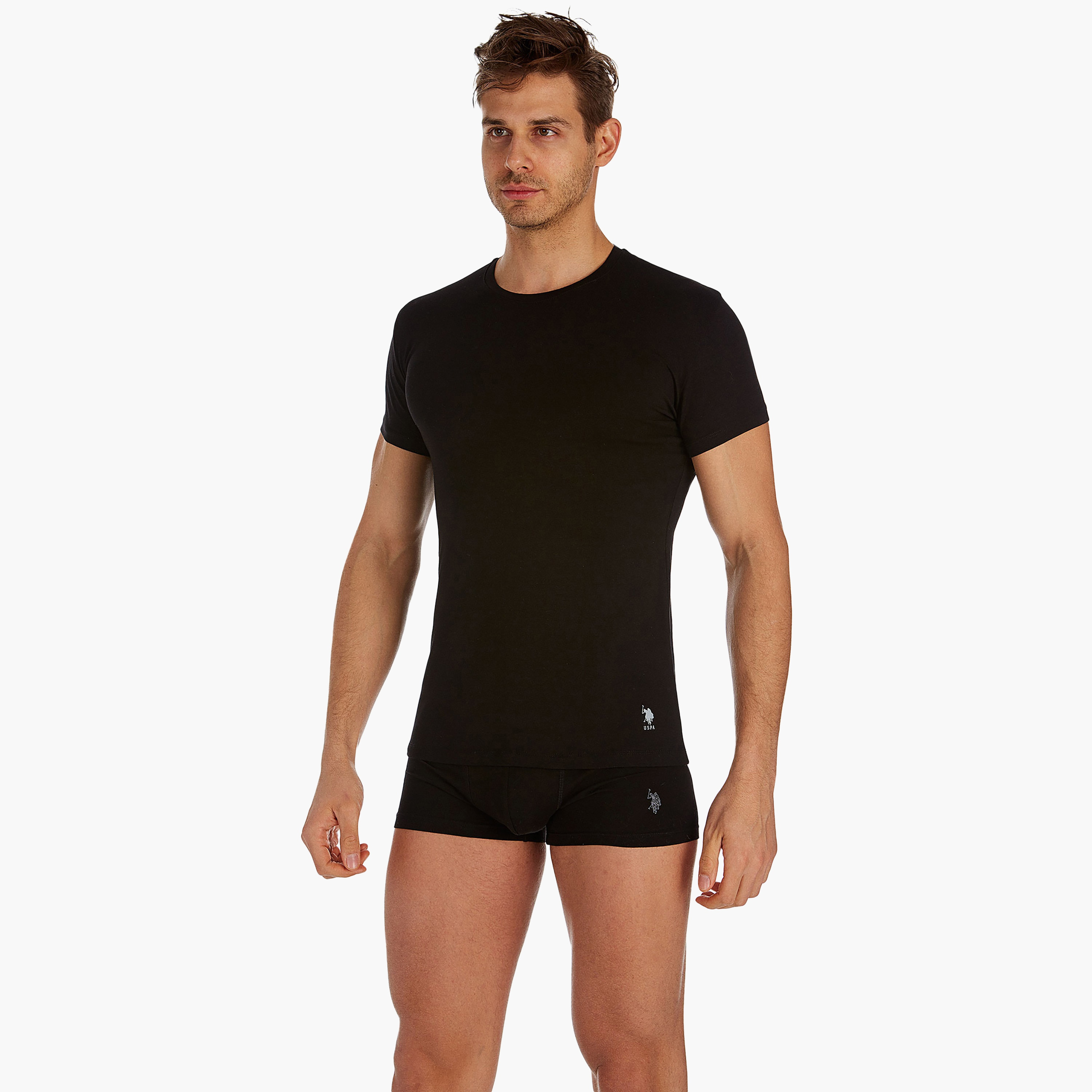 تي شيرت رجالي سادة برقبة دائرية وأكمام قصيرة من يو اس بولو أسسن.-men-clothing-tshirtsandpolos-tshirts-image-2