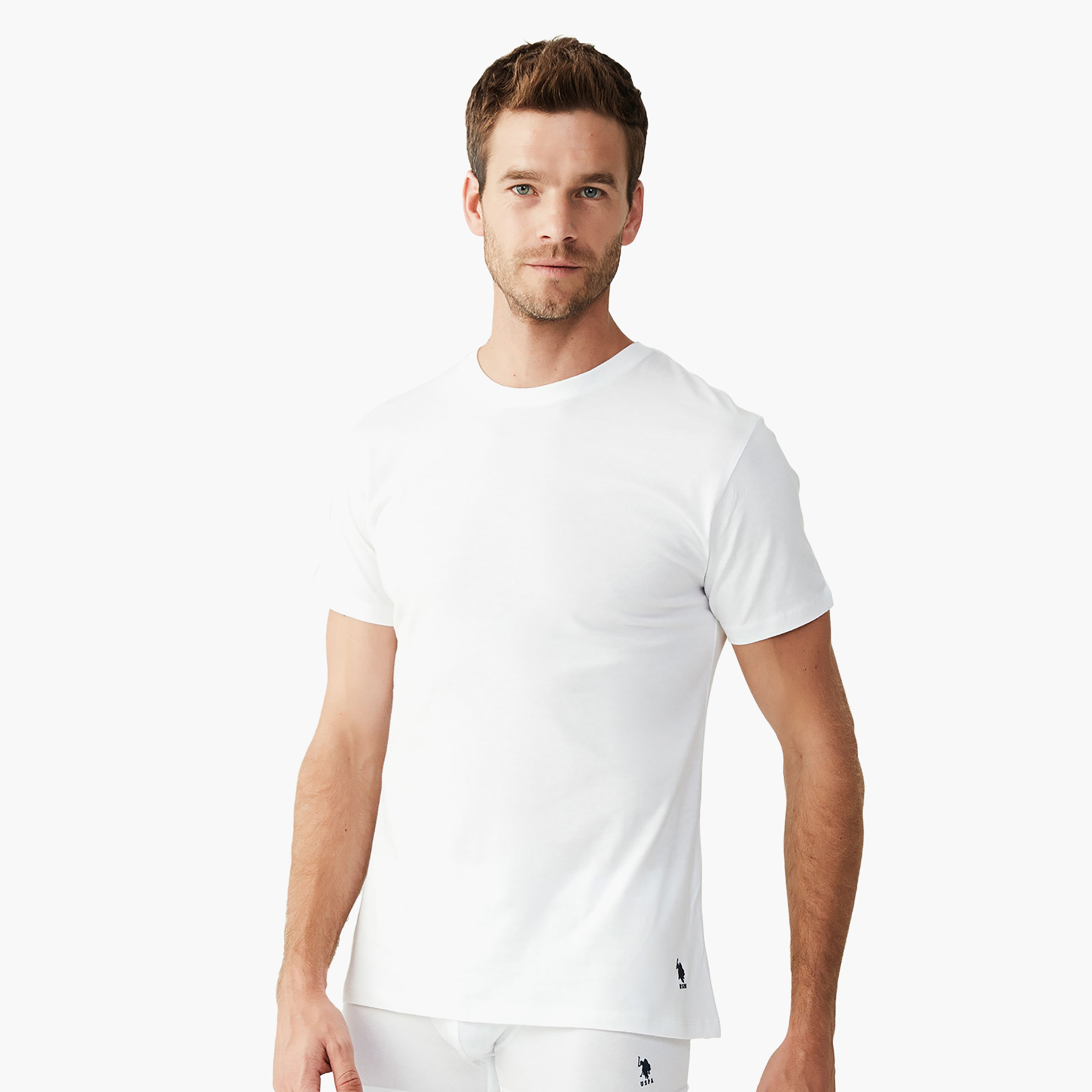 تي شيرت رجالي سادة برقبة دائرية وأكمام قصيرة من يو اس بولو أسسن.-men-clothing-tshirtsandpolos-tshirts-image-3