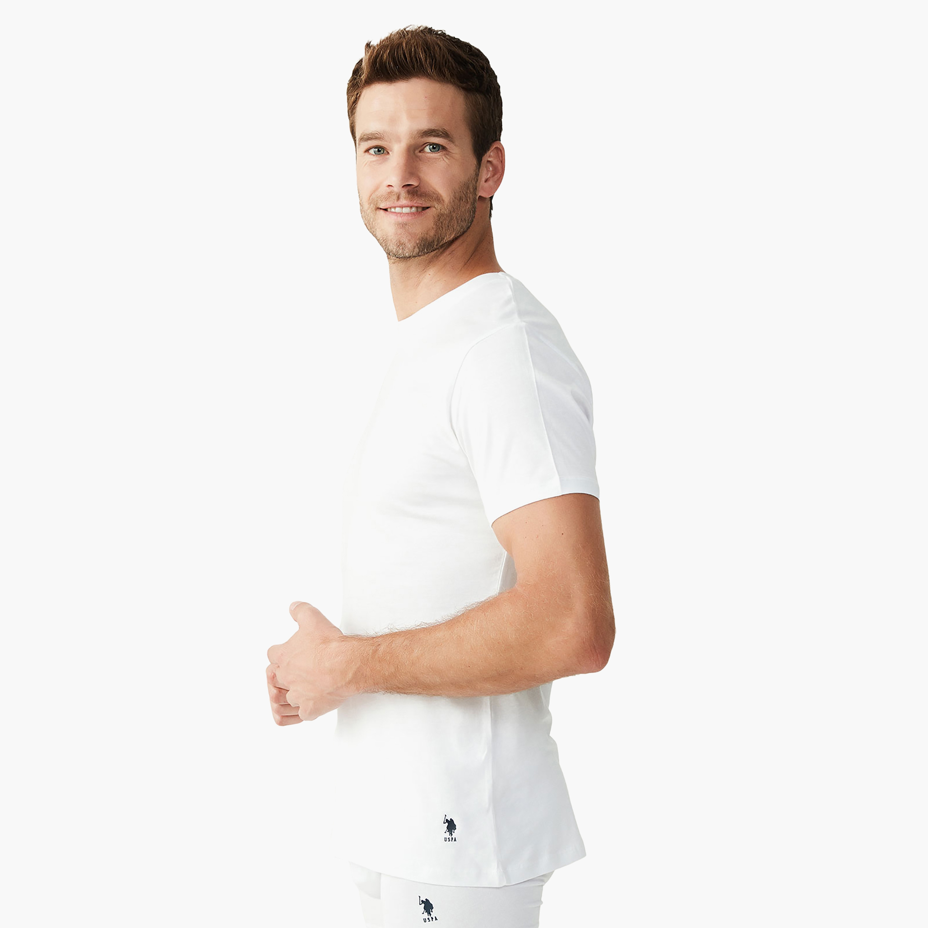 تي شيرت رجالي سادة برقبة دائرية وأكمام قصيرة من يو اس بولو أسسن.-men-clothing-tshirtsandpolos-tshirts-image-4