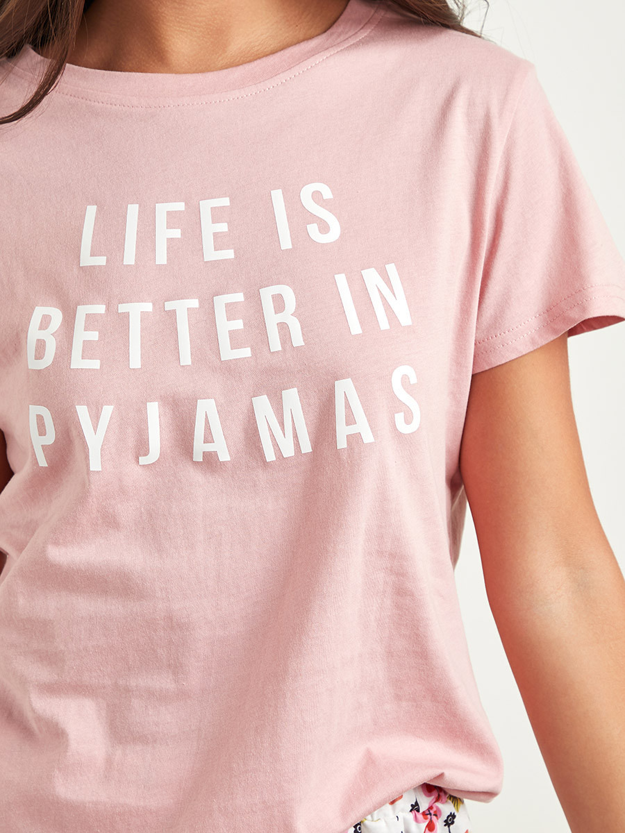 مجموعة من تيشيرت وشورت مطبوع من ستايلي-women-clothing-nightwear-pyjamas-longsets-image-4