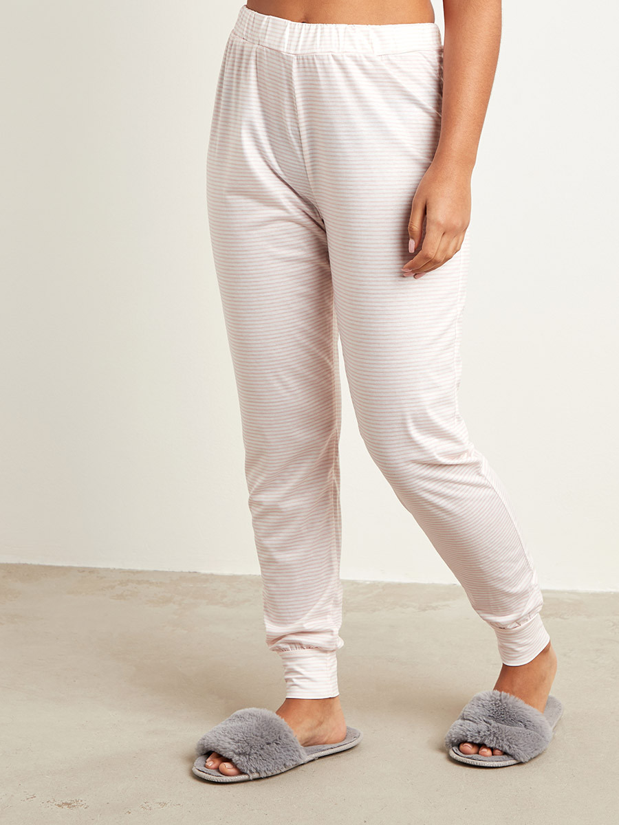 Styli Sleep All Day Slogan Printed T-shirt and Striped Pyjama Set-women-clothing-nightwear-pyjamas-longsets-image-4