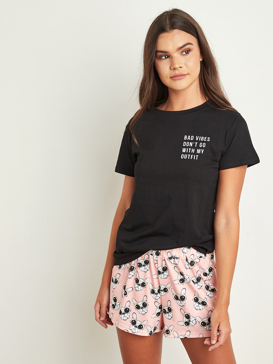 مجموعة من تيشيرت وشورت مطبوع من ستايلي-women-clothing-nightwear-pyjamas-longsets-image-4