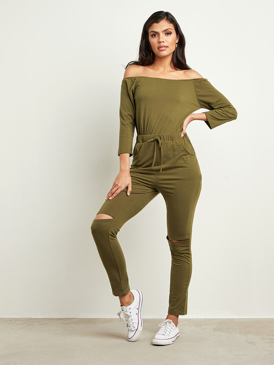 Styli Slash Knee Detail Bardot Lounge Jumpsuit-women-clothing-nightwear-pyjamas-longsets-image-1